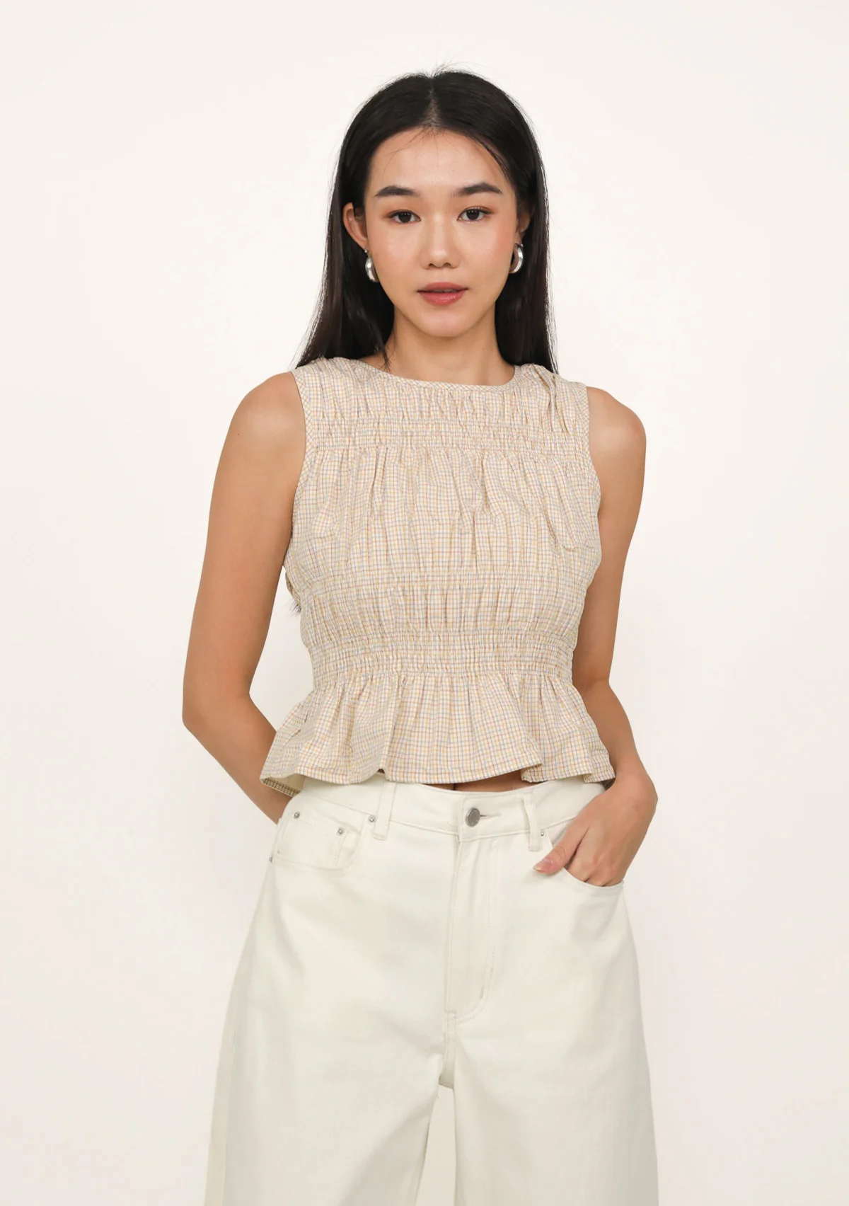 Della Shirred Top (Plaid) - Image 5