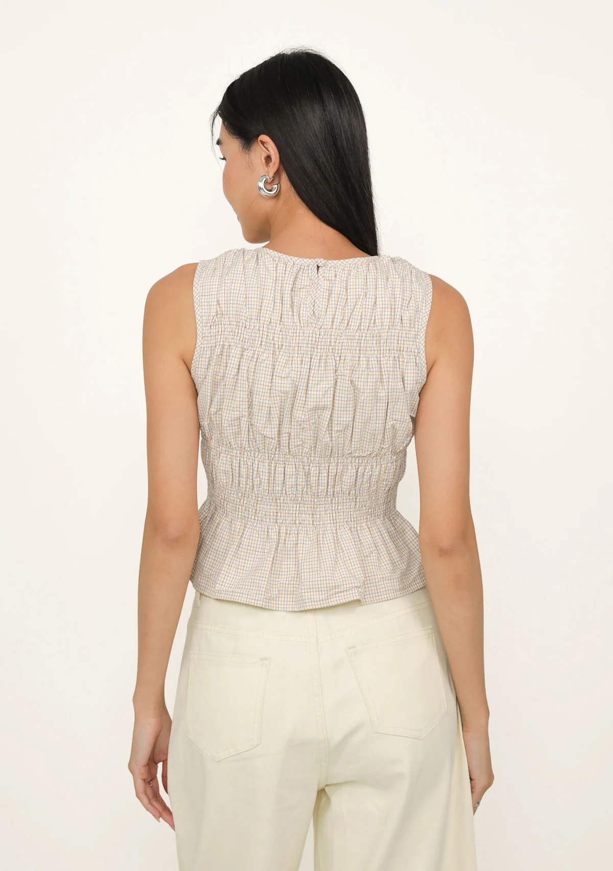 Della Shirred Top (Plaid) - Image 7