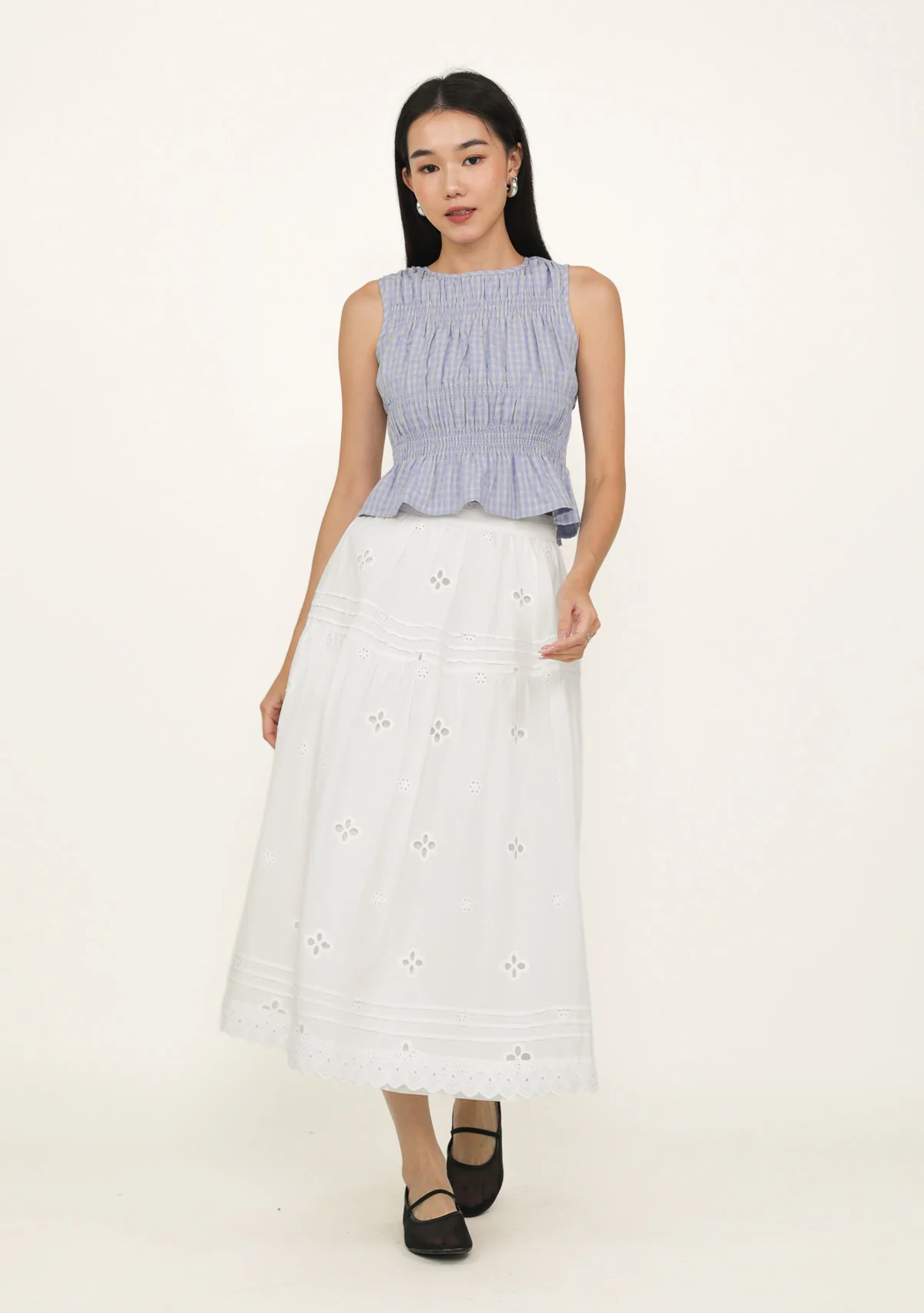 Della Shirred Top (Plaid) - Image 8
