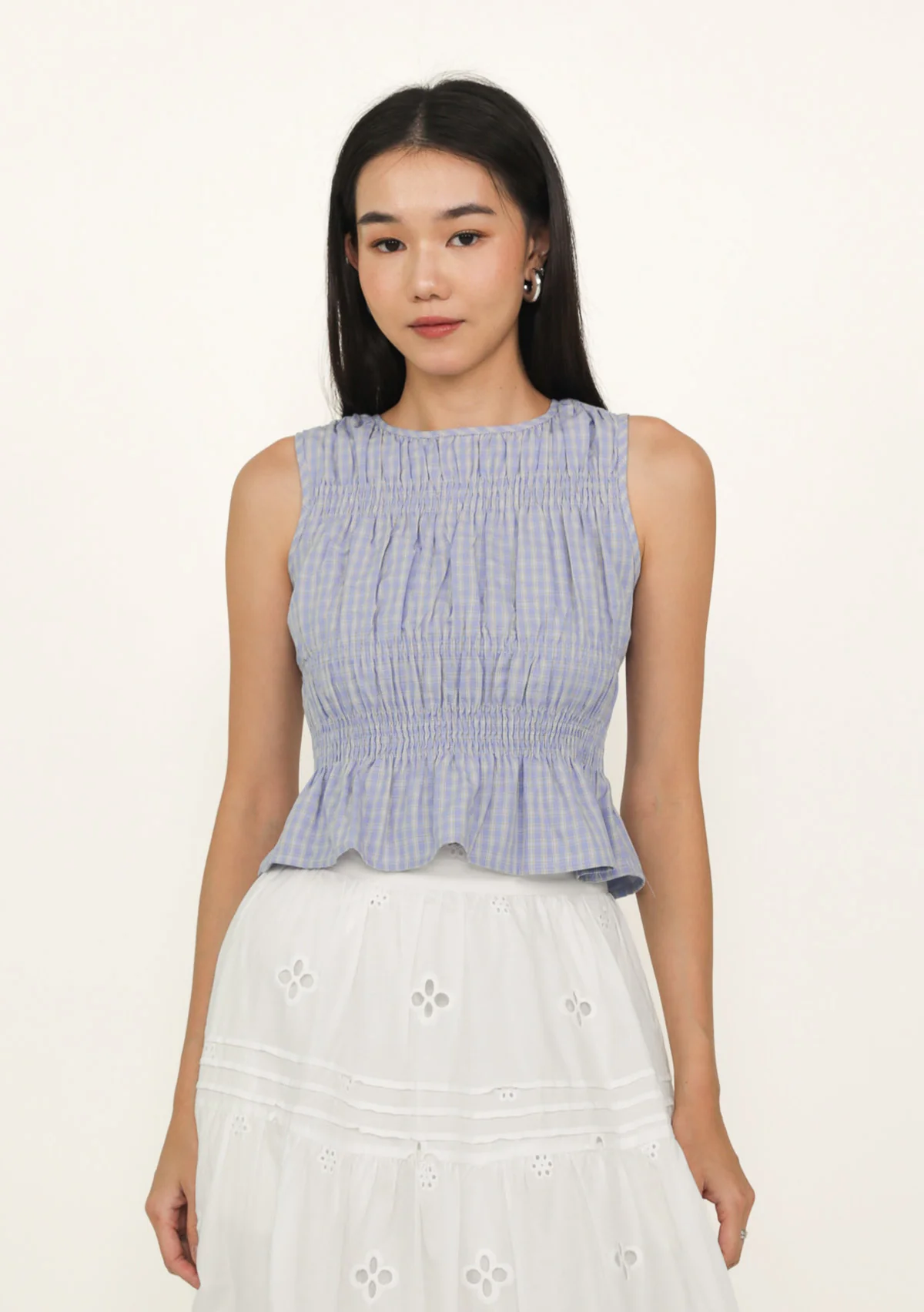 Della Shirred Top (Plaid) - Image 9