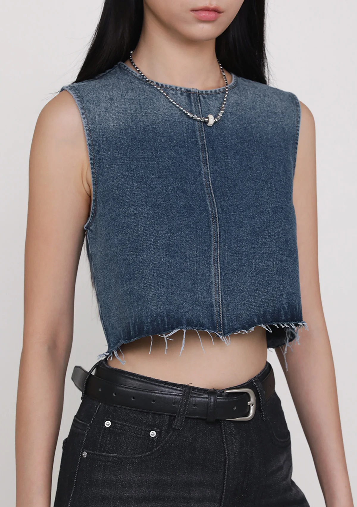 Galina Denim Frayed Hem Top - Image 11