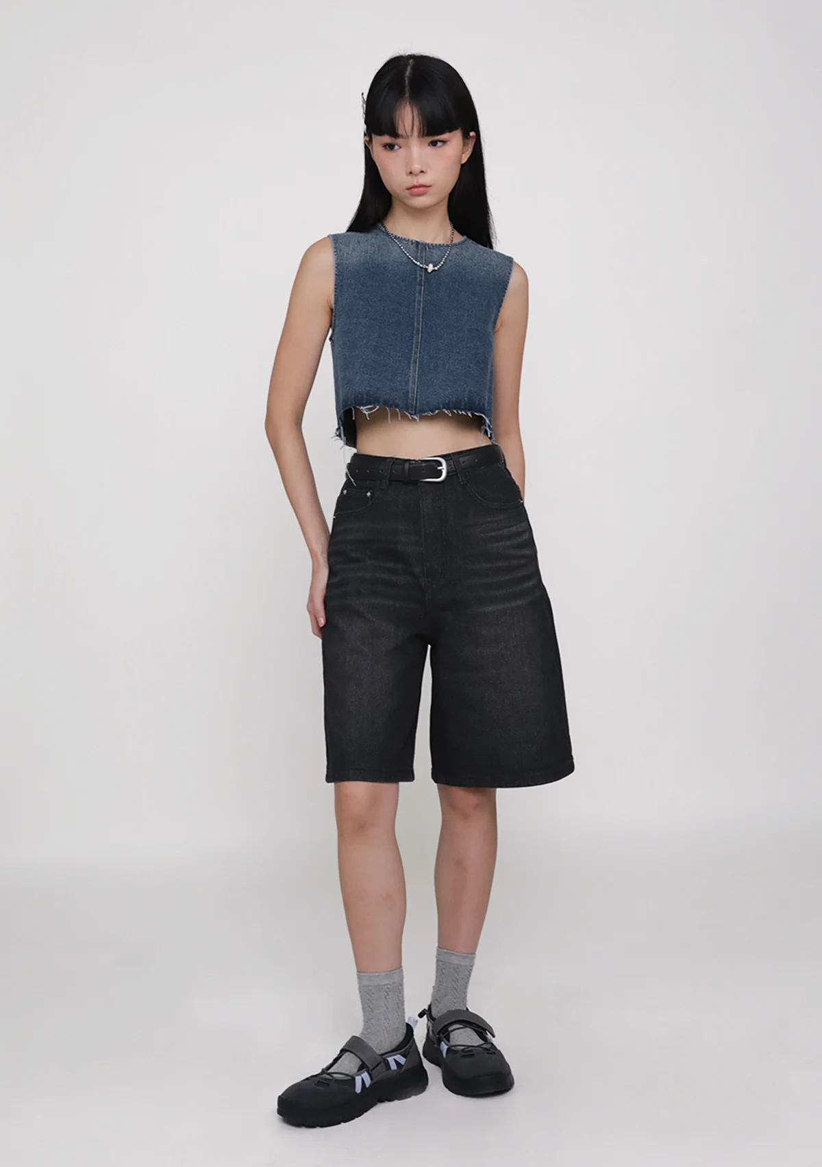 Galina Denim Frayed Hem Top - Image 12