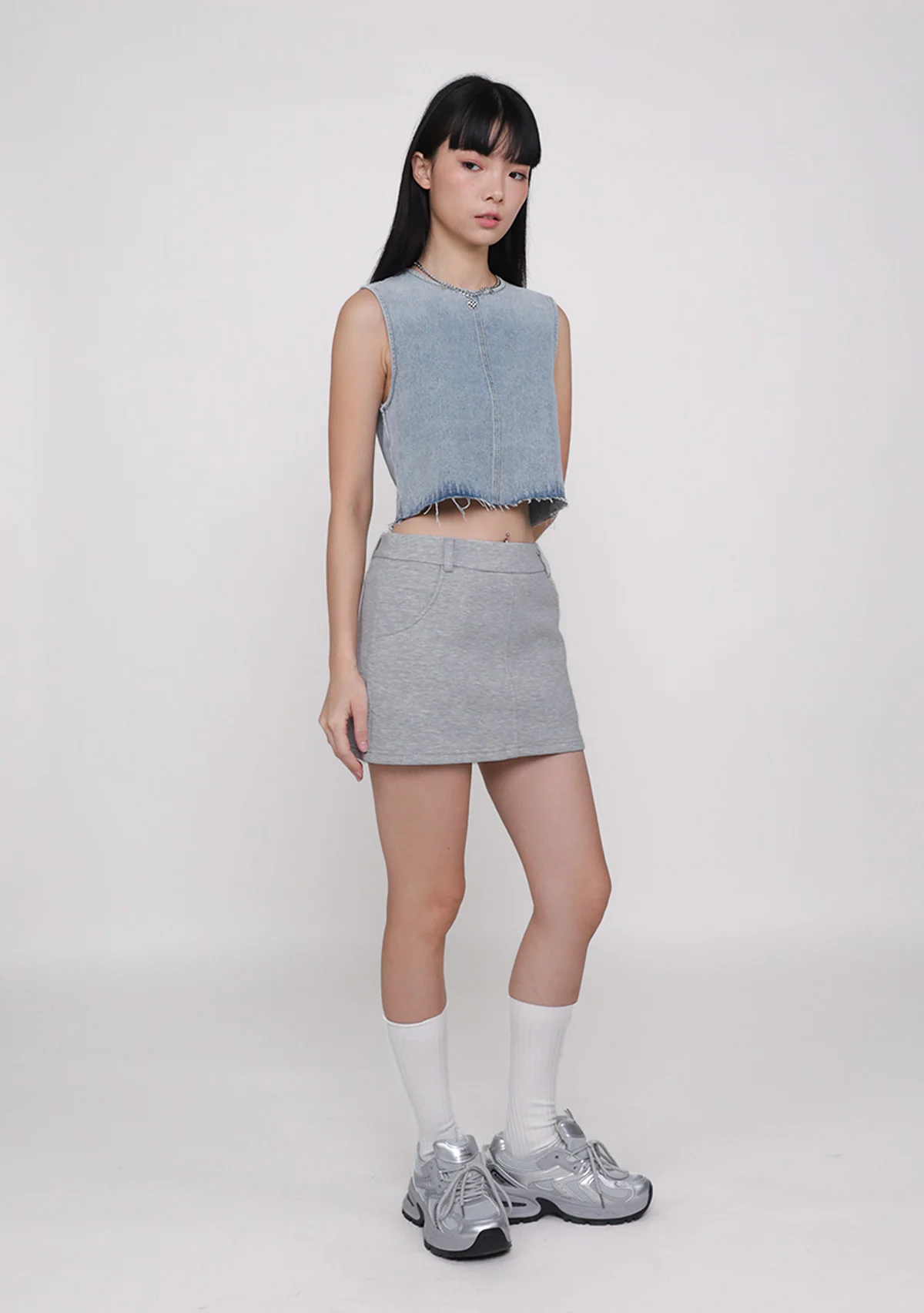 Galina Denim Frayed Hem Top - Image 14