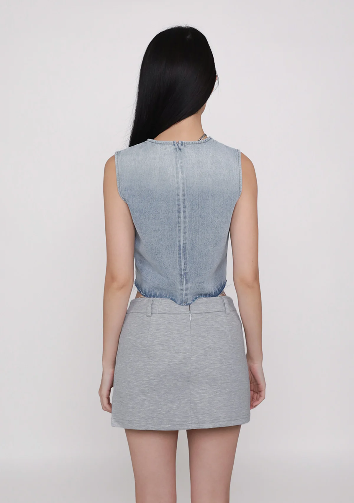 Galina Denim Frayed Hem Top - Image 15