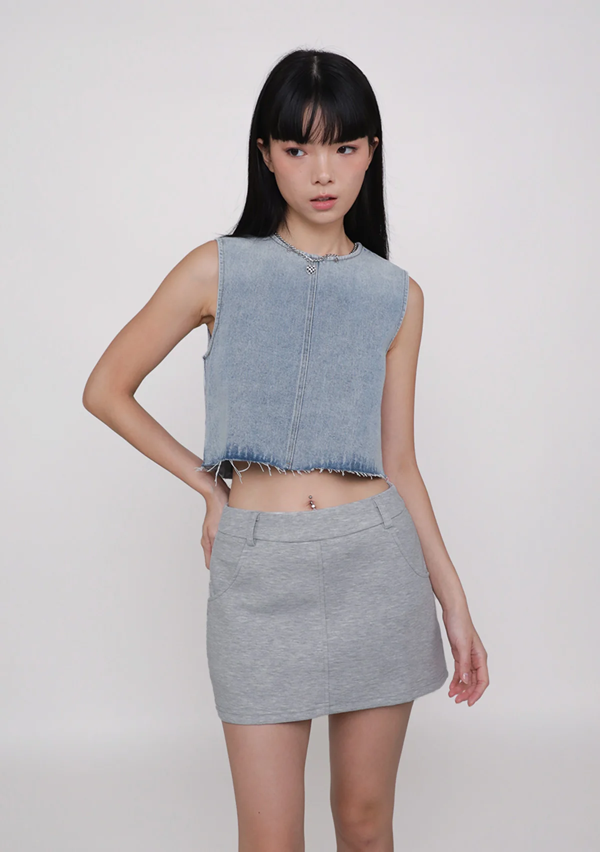 Galina Denim Frayed Hem Top - Image 5