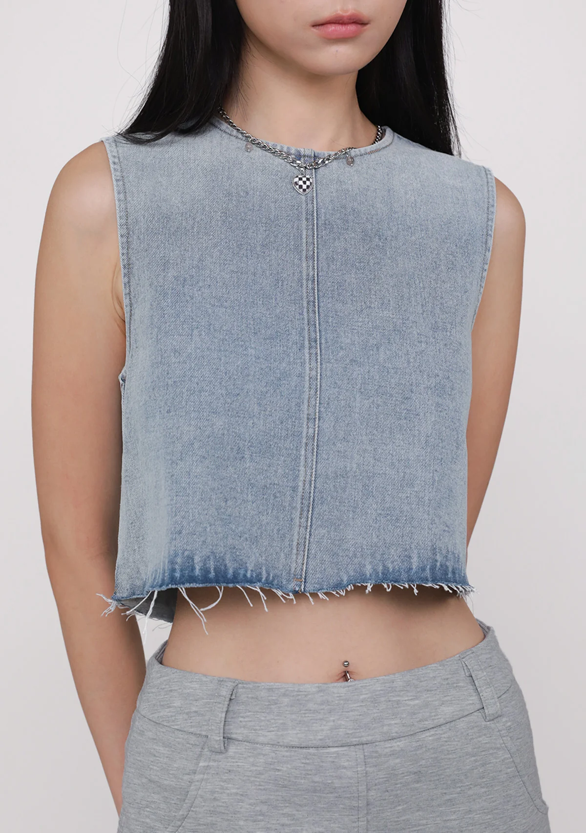 Galina Denim Frayed Hem Top - Image 8