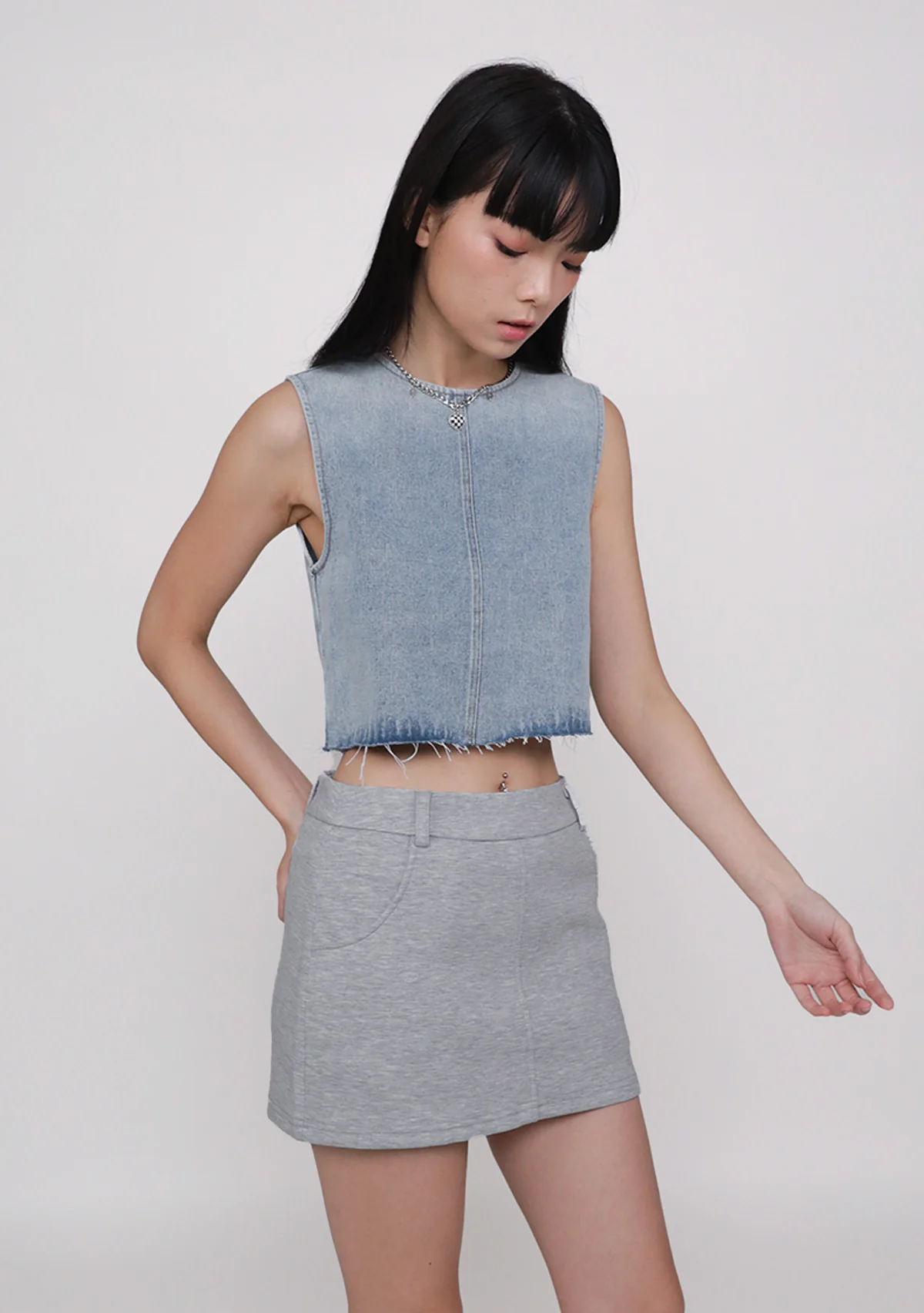 Galina Denim Frayed Hem Top - Image 9