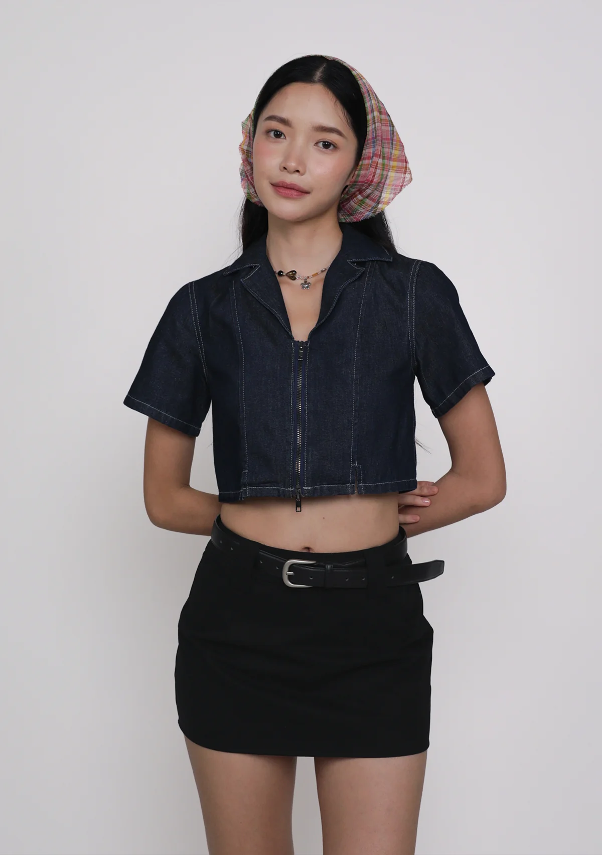 Astrid Denim Zip Up Top - Image 11