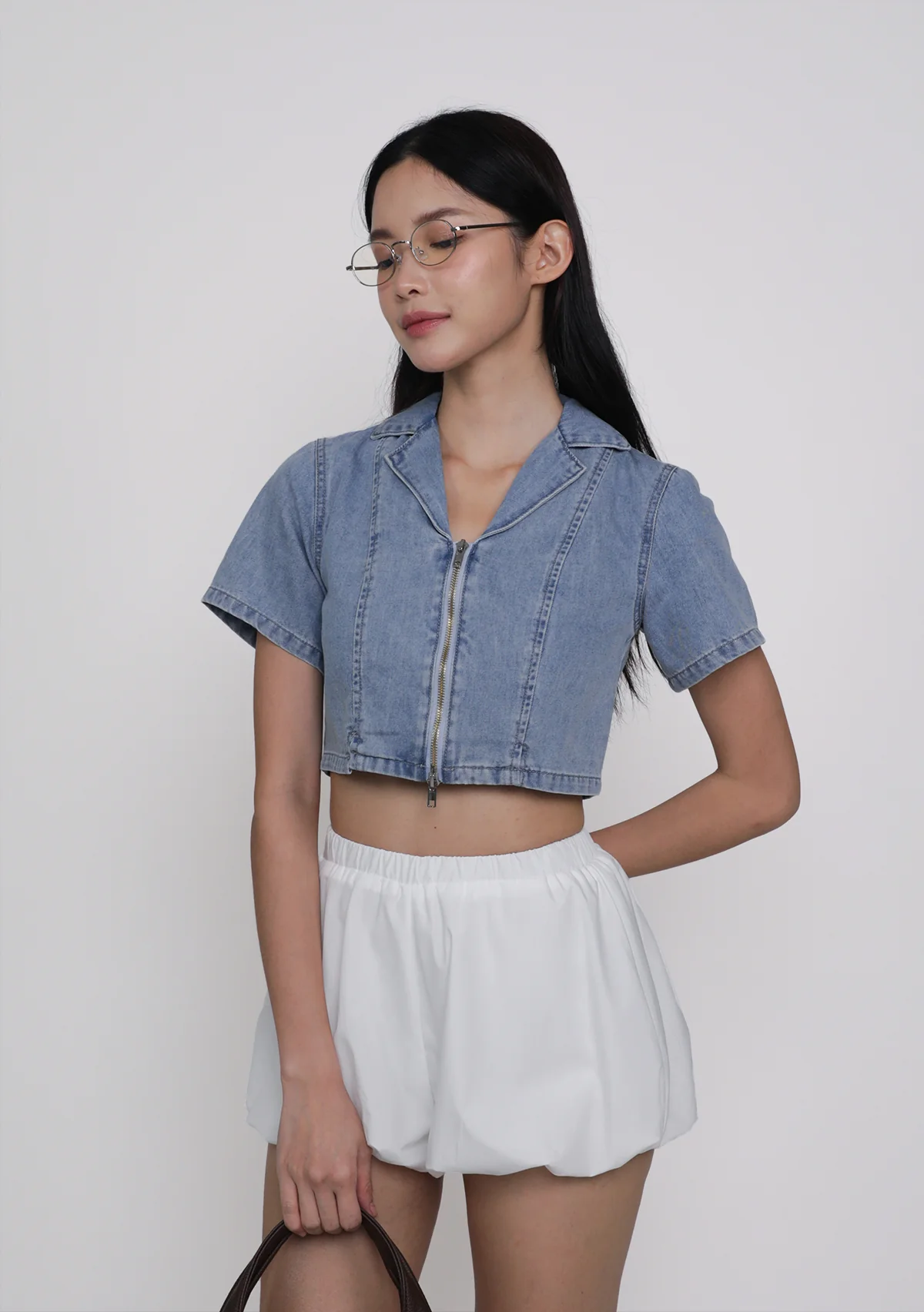 Astrid Denim Zip Up Top - Image 8