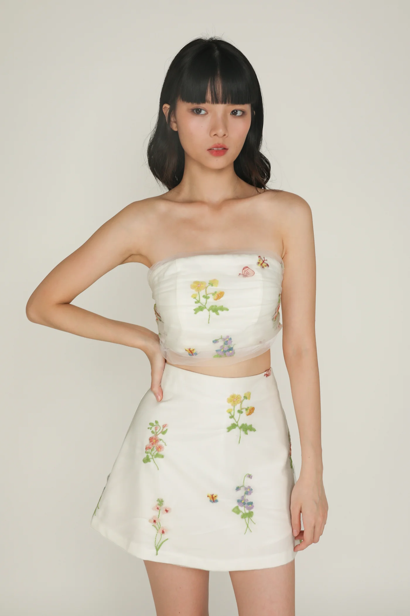 Dewi Embroidery Mesh Skorts