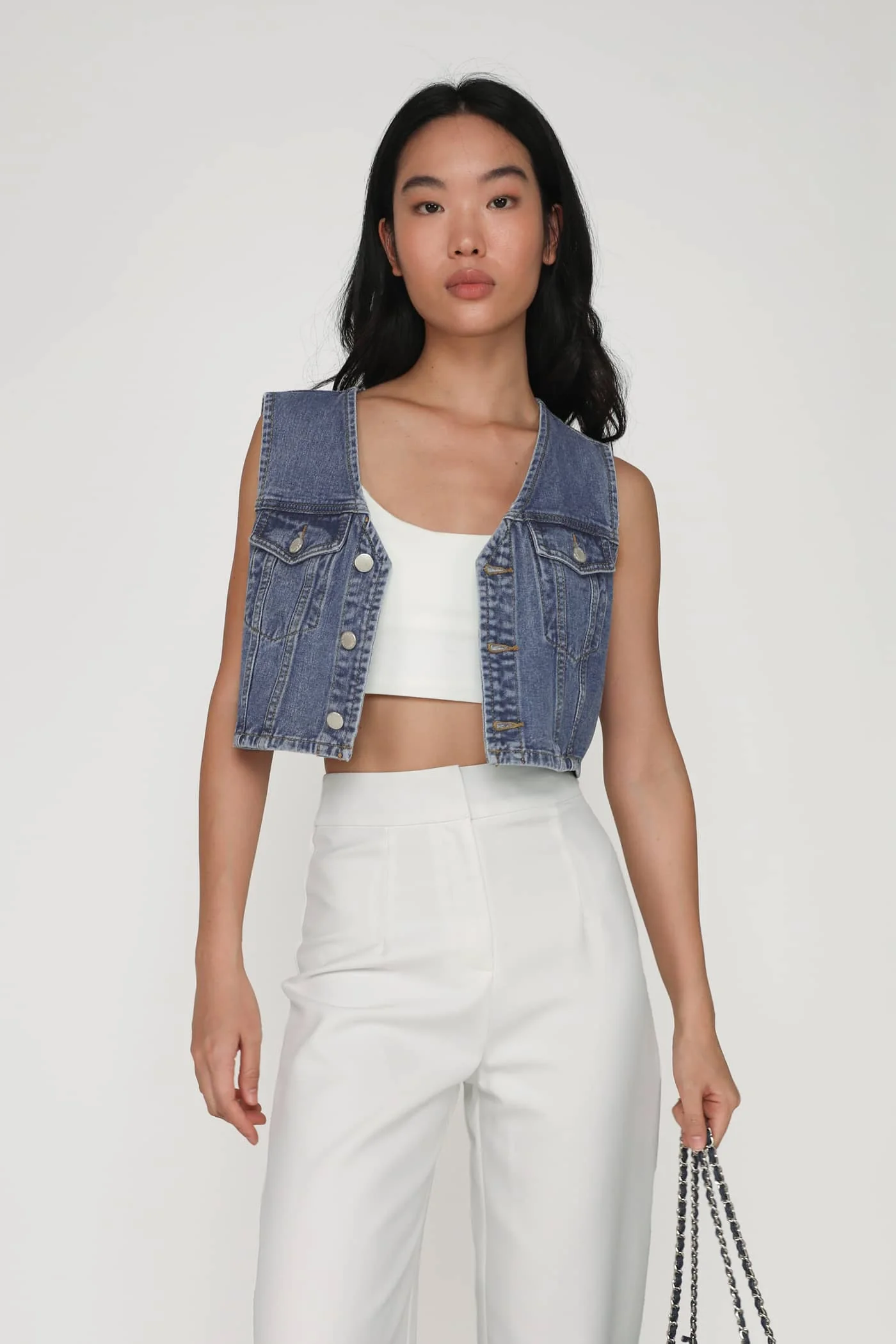Dexter Denim Crop Vest - Image 3