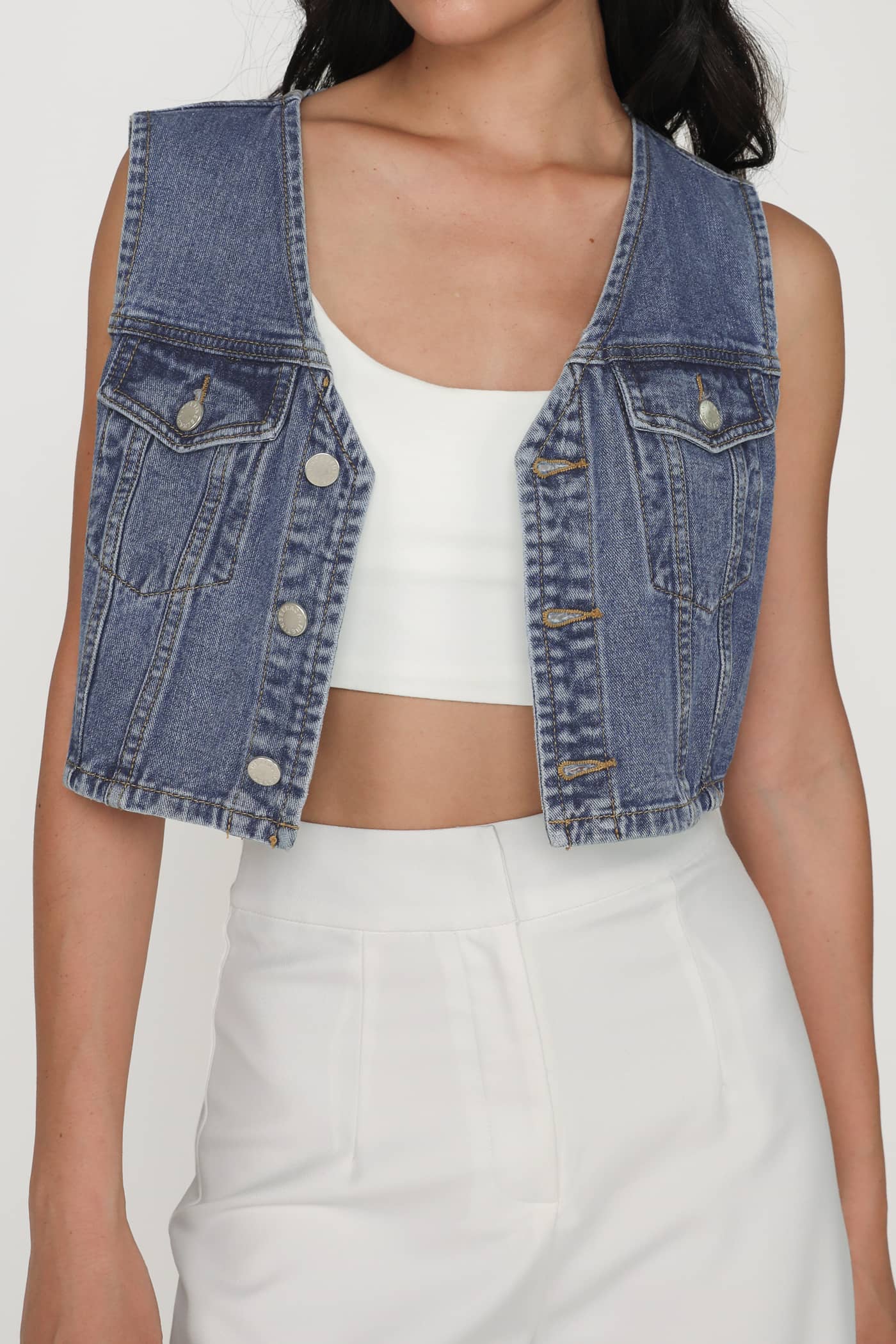 Dexter Denim Crop Vest - Image 4