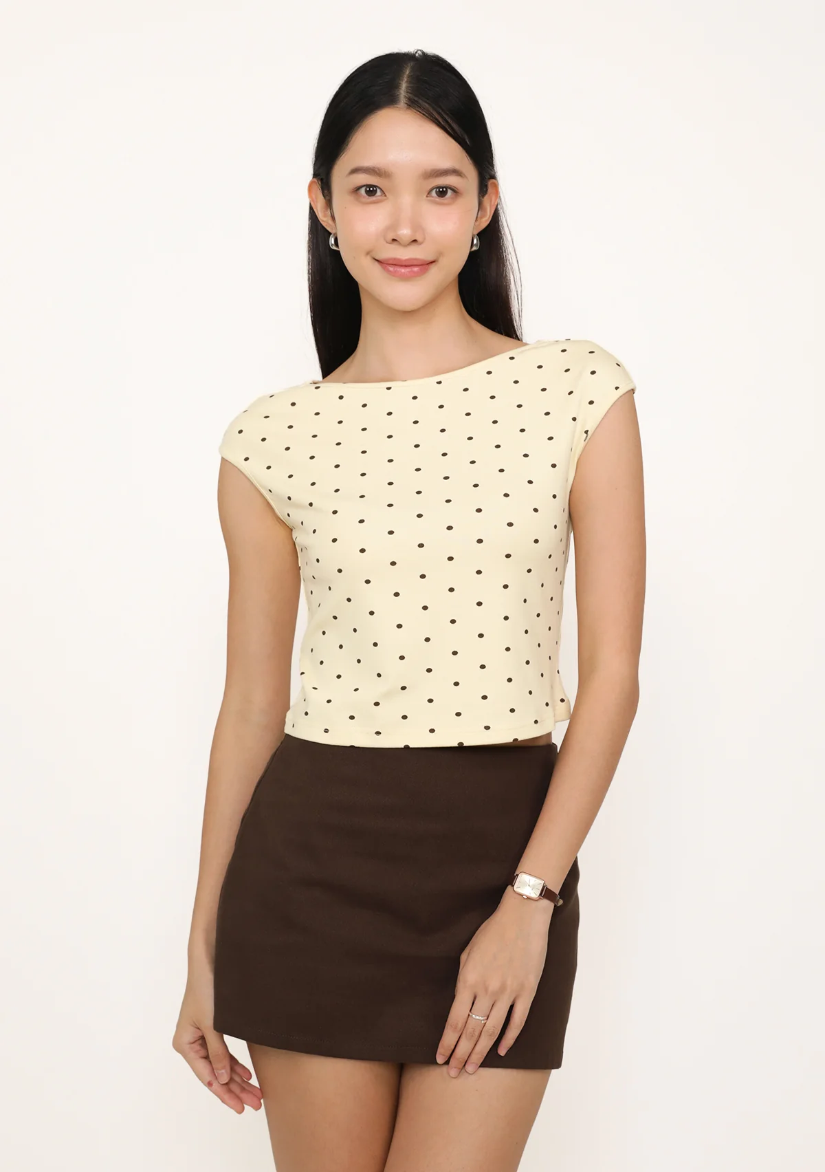 Drea Basic Boat Neck Top (Polka Dot) - Image 12