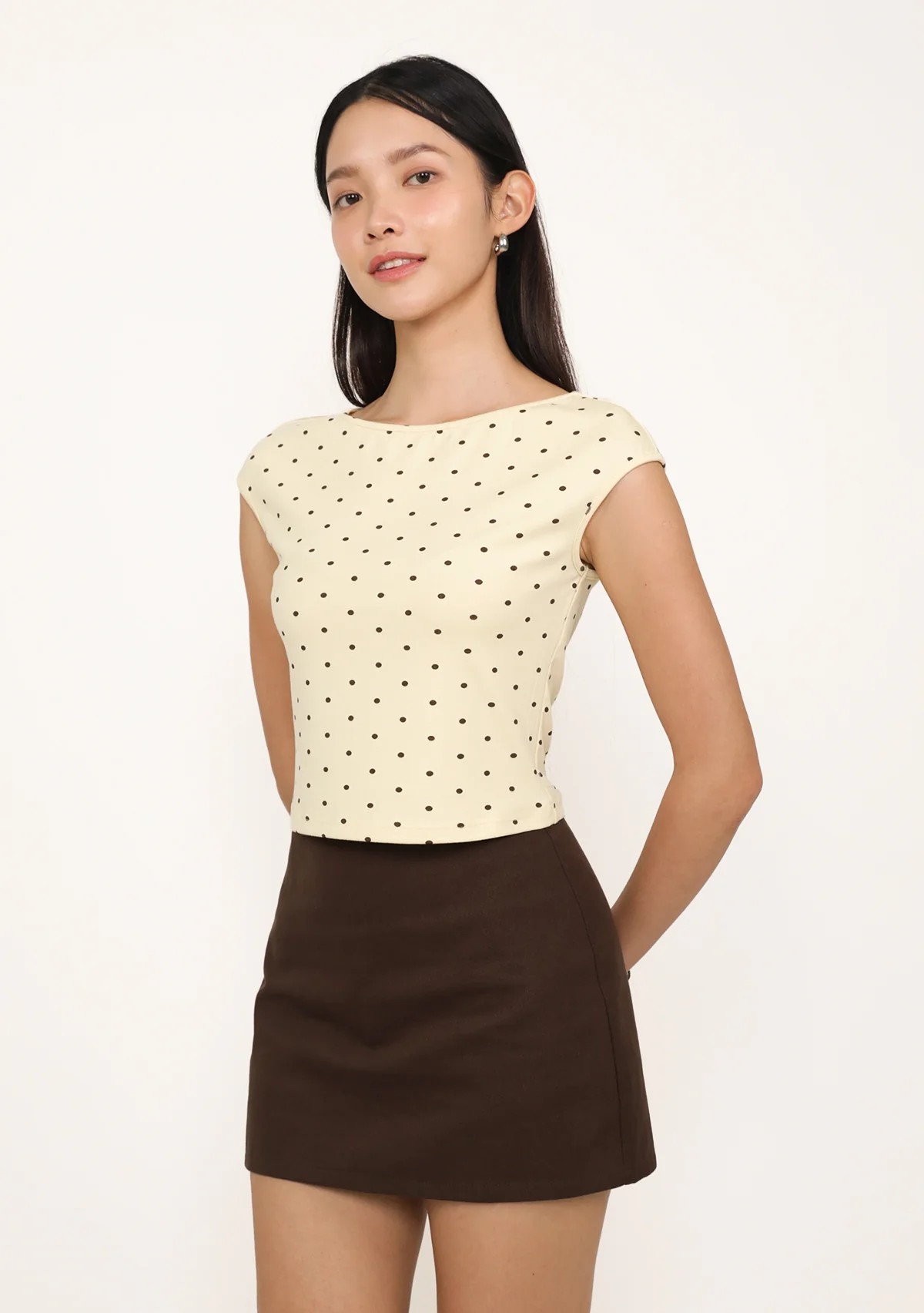 Drea Basic Boat Neck Top (Polka Dot) - Image 13