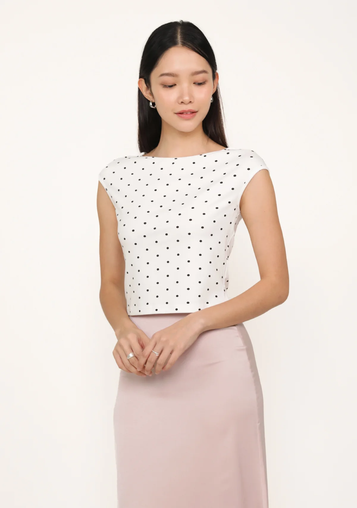 Drea Basic Boat Neck Top (Polka Dot) - Image 2
