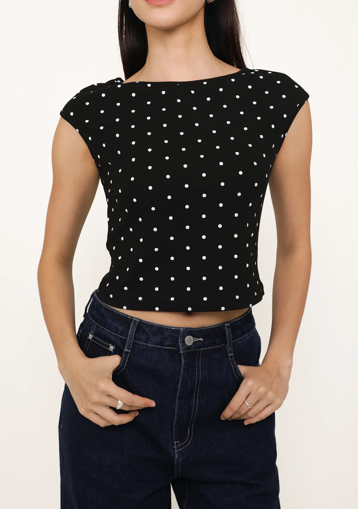 Drea Basic Boat Neck Top (Polka Dot) - Image 6