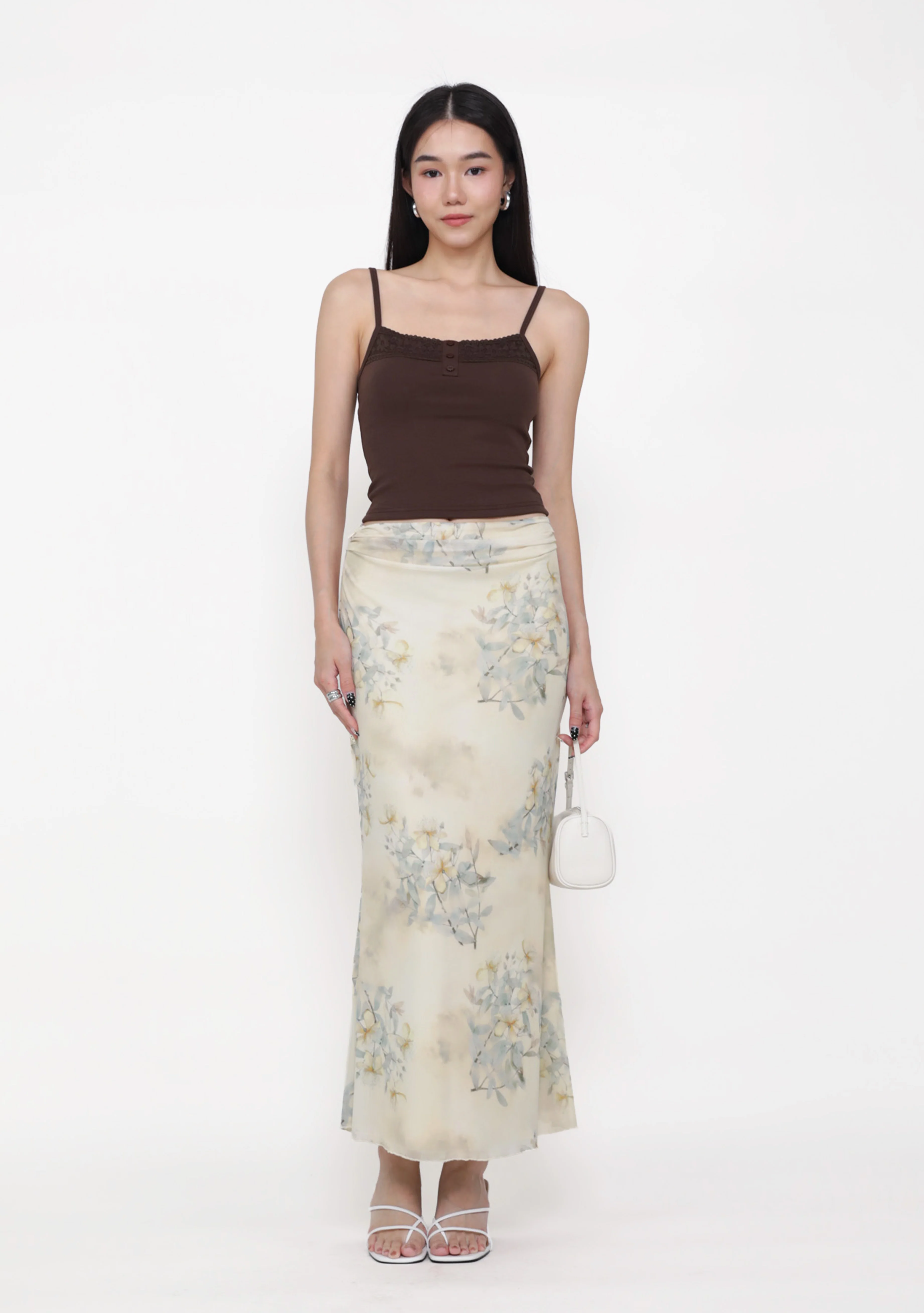 Elara Mesh Fishtail Maxi Skirt (Prints)