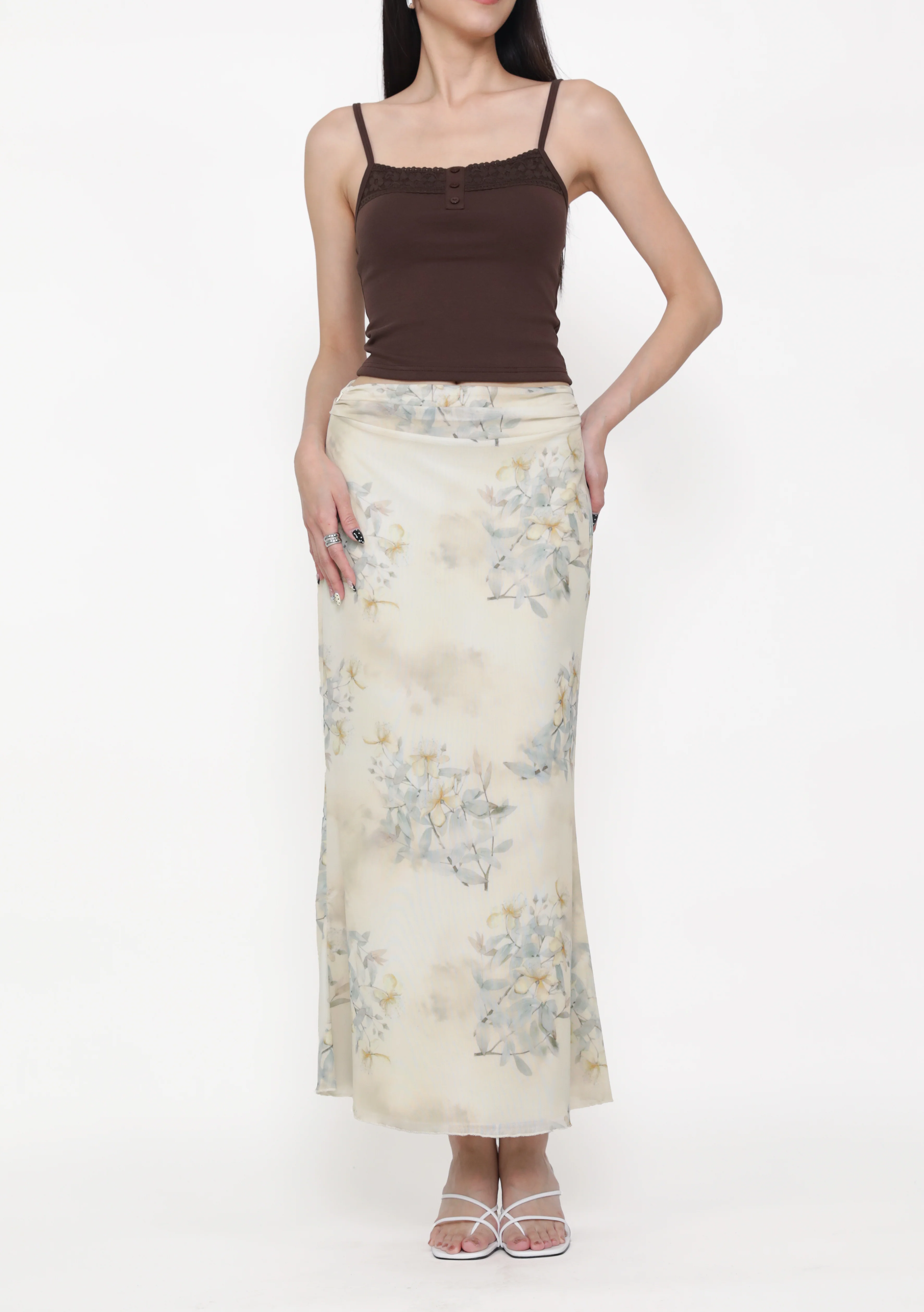 Elara Mesh Fishtail Maxi Skirt (Prints) - Image 4