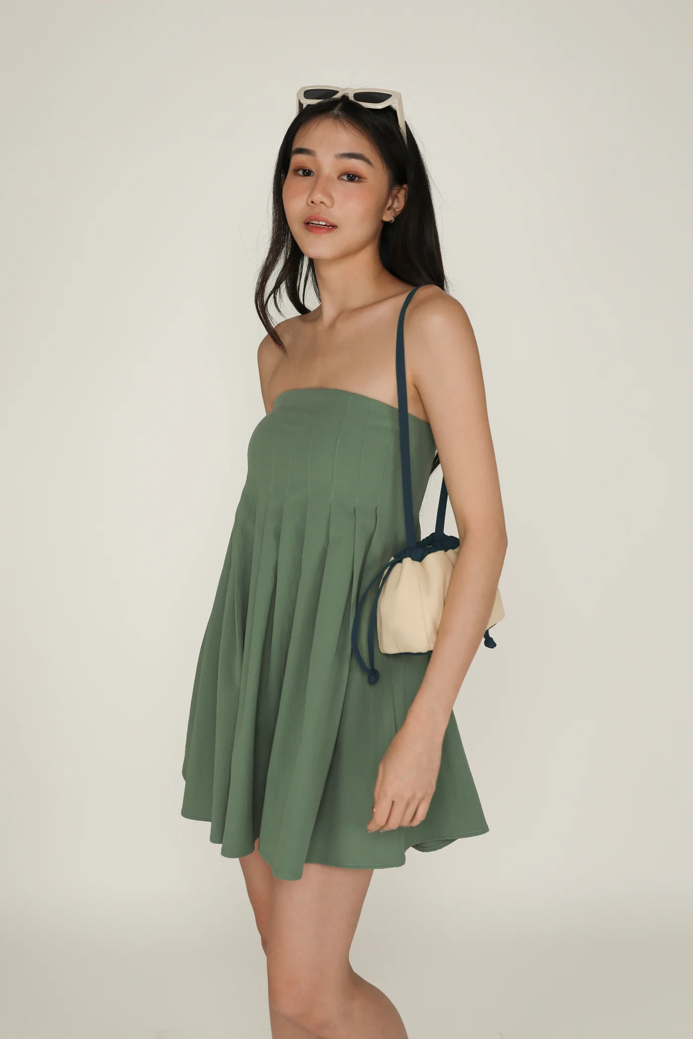 Elodie Pleated Tube Padded Dress - Image 13