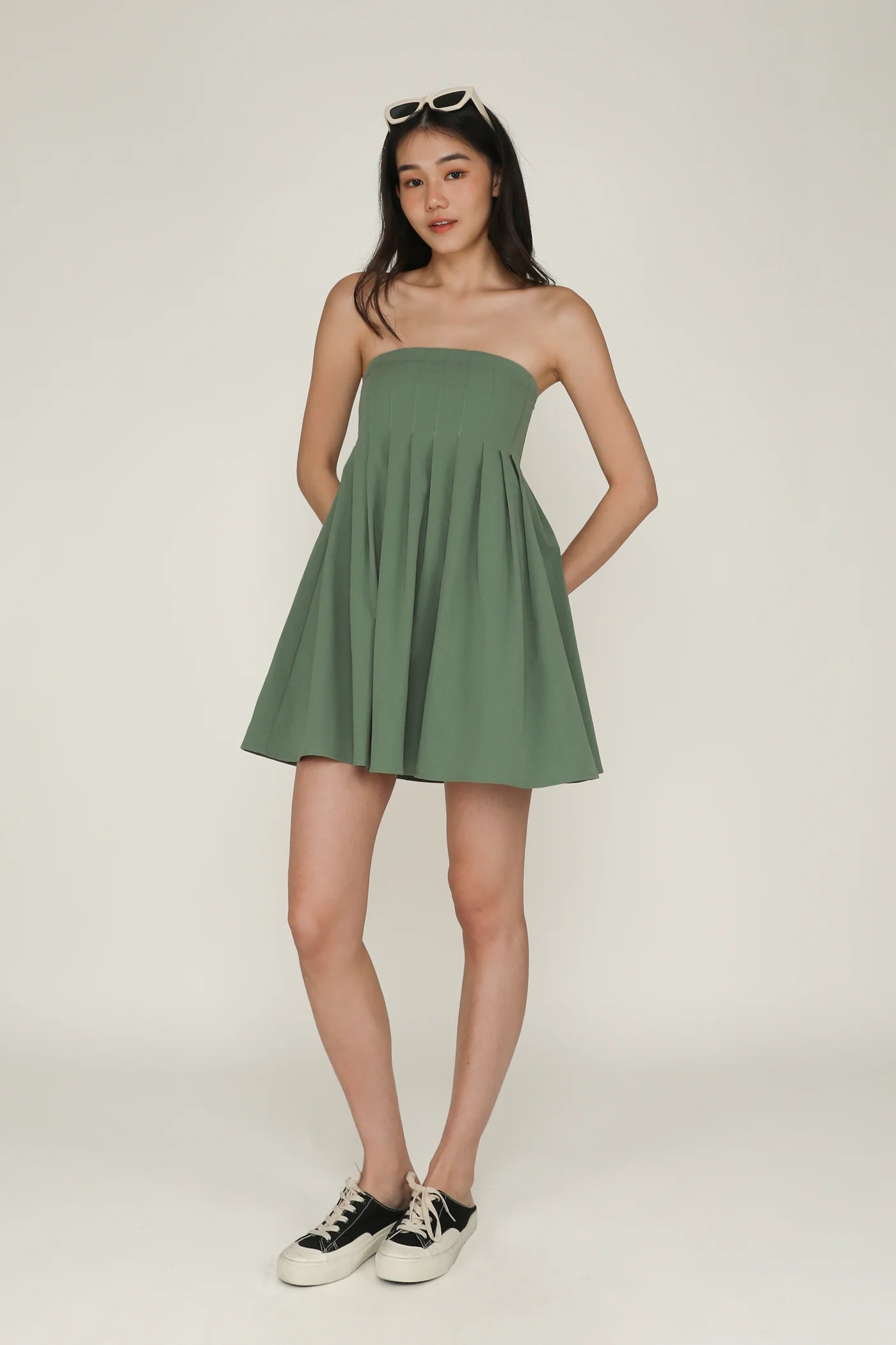 Elodie Pleated Tube Padded Dress - Image 16