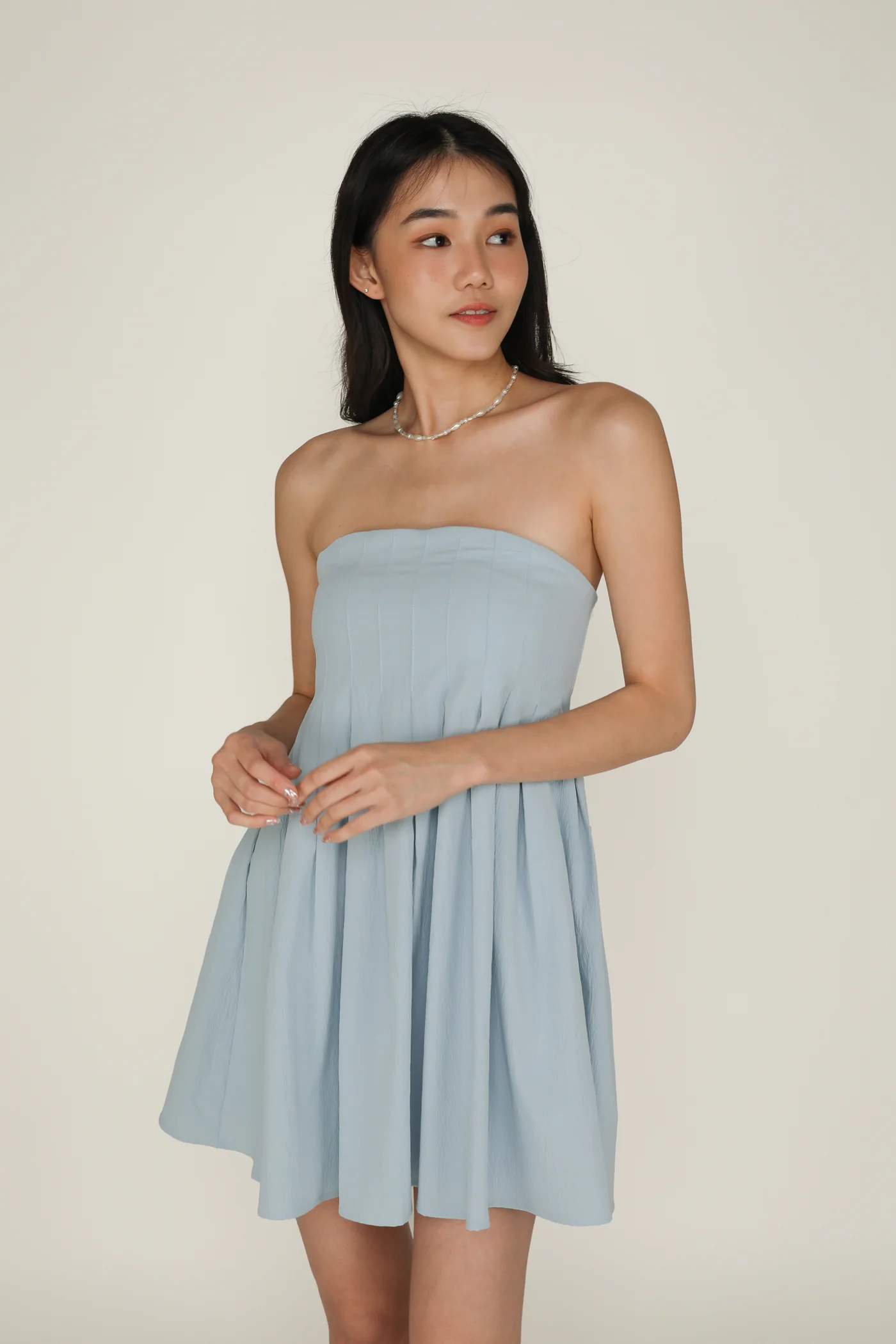 Elodie Pleated Tube Padded Dress - Image 6
