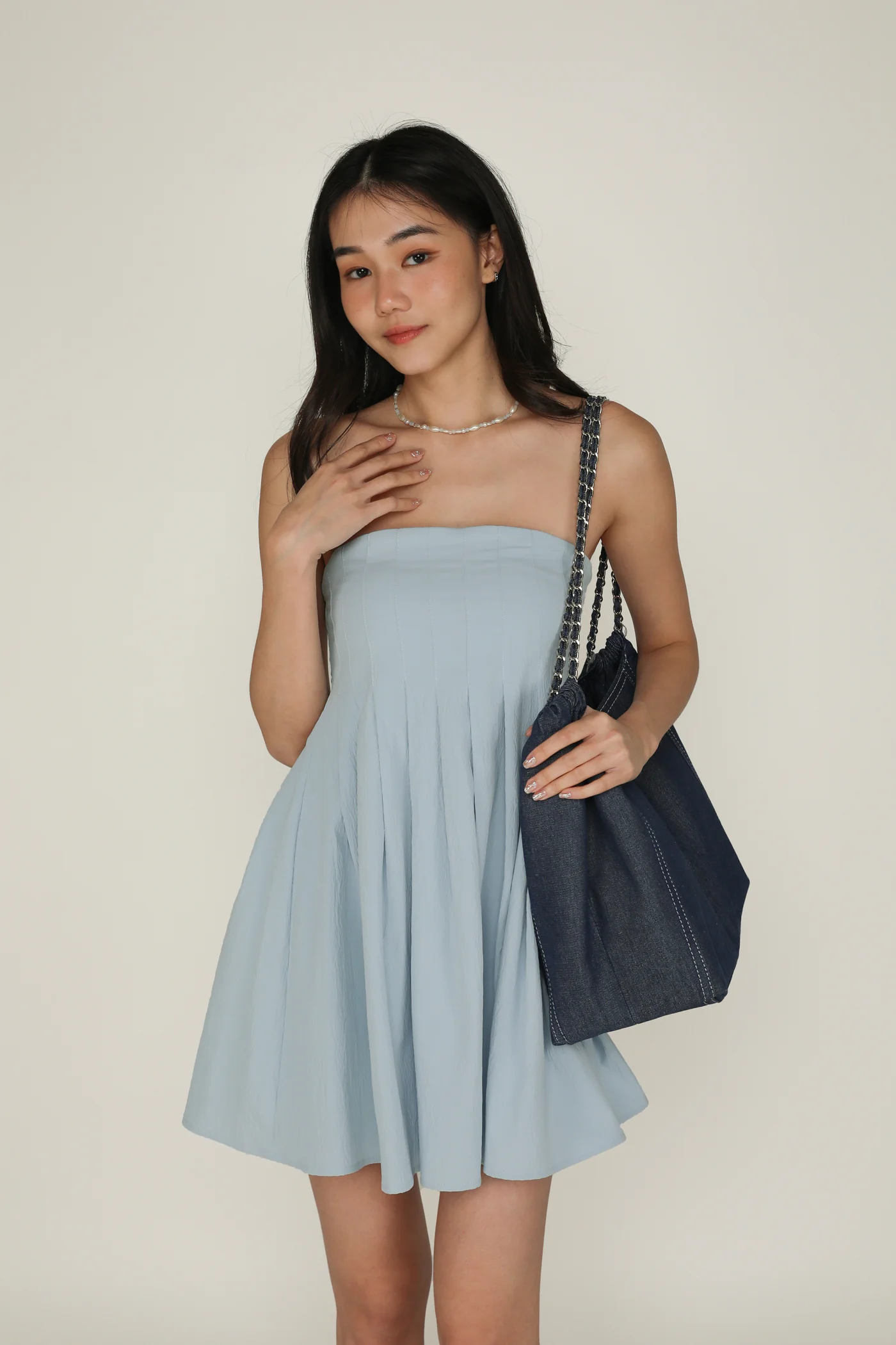 Elodie Pleated Tube Padded Dress - Image 8