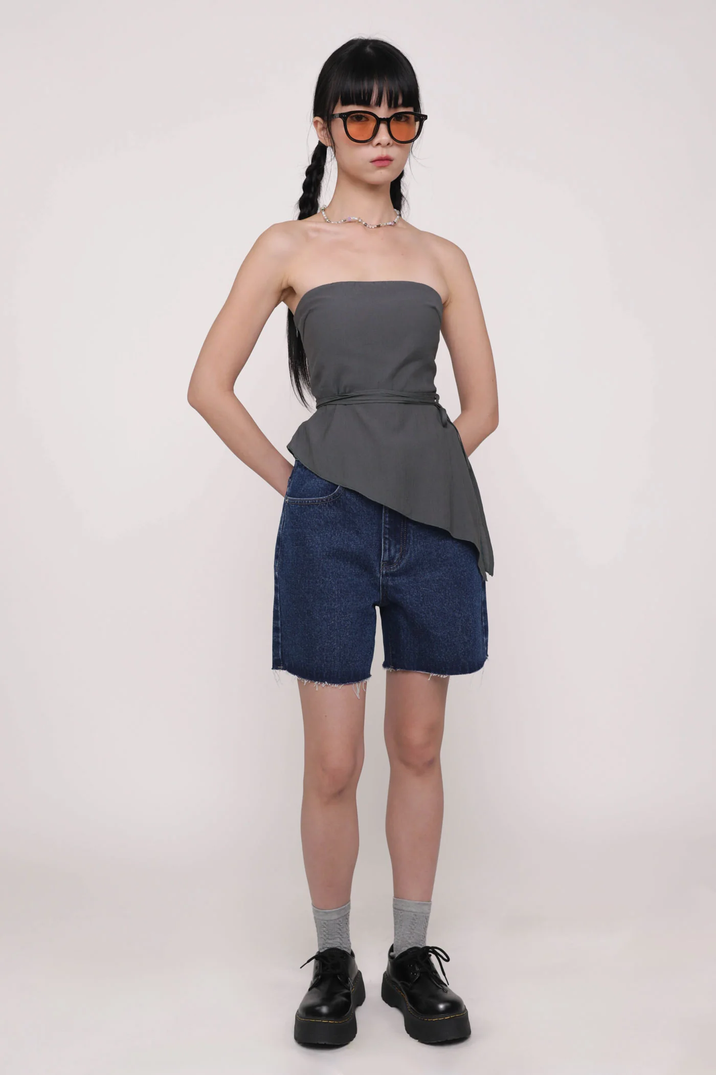 Elvina Raw Hem Mom Shorts - Image 17