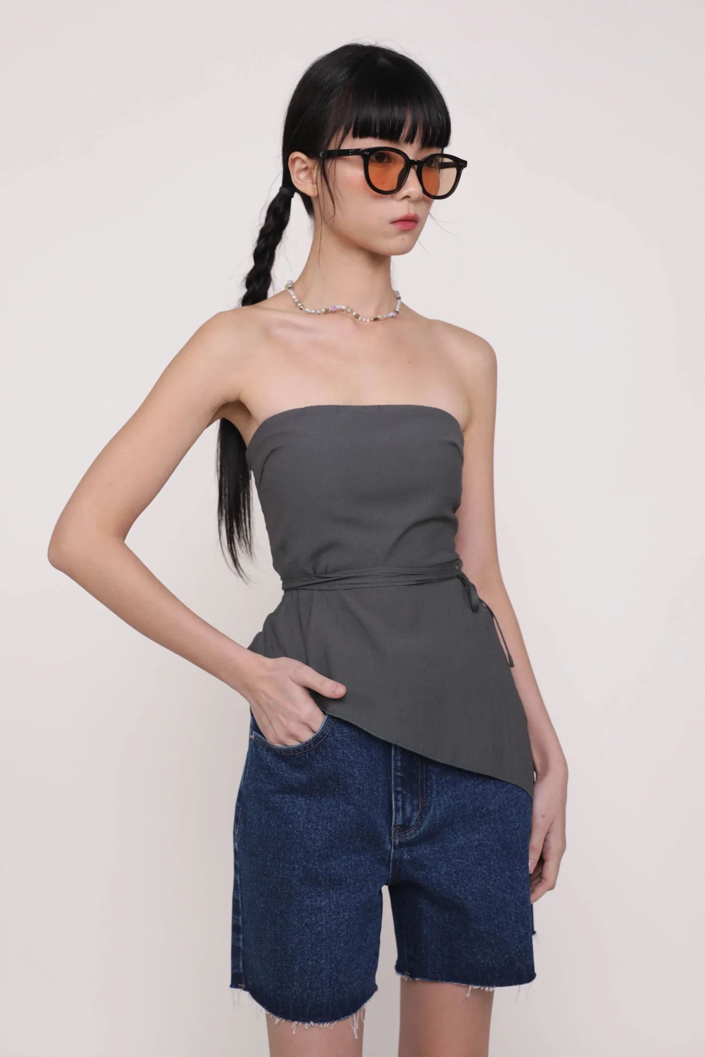 Elvina Raw Hem Mom Shorts - Image 5