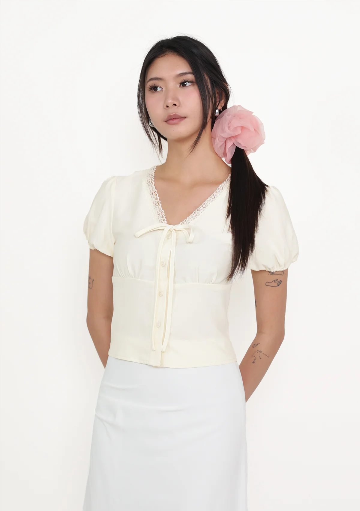 Elyana Puff Sleeve Lace Blouse - Image 3