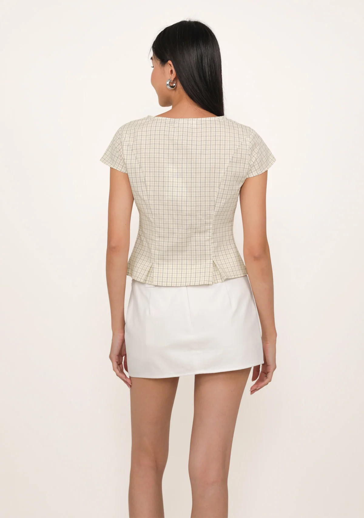 Emmi Pleated Button Blouse (Plaid) - Image 11