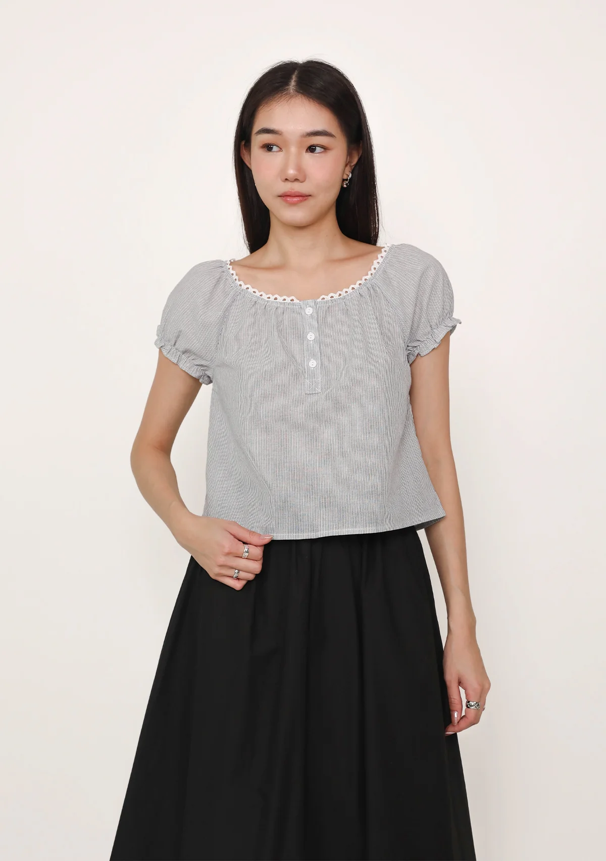 [ETA END AUG] BACKORDER Cindy Lace Trim Top (Stripes) - Image 7