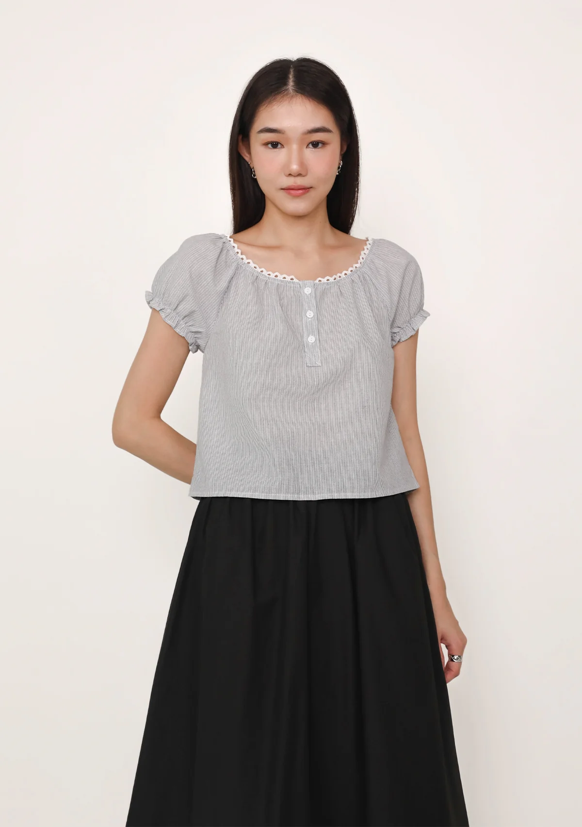 [ETA END AUG] BACKORDER Cindy Lace Trim Top (Stripes) - Image 8