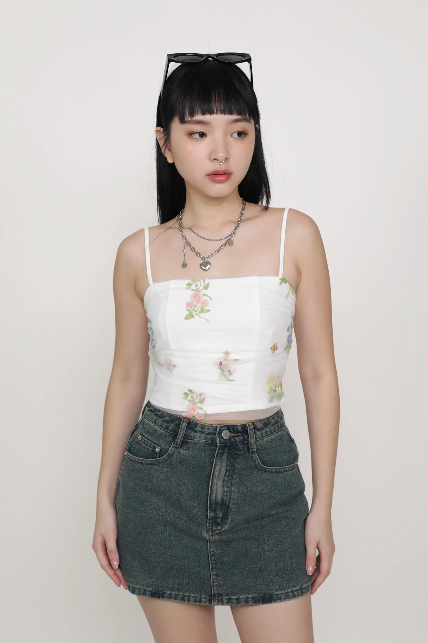 Evelina Embroidery Mesh Padded Top