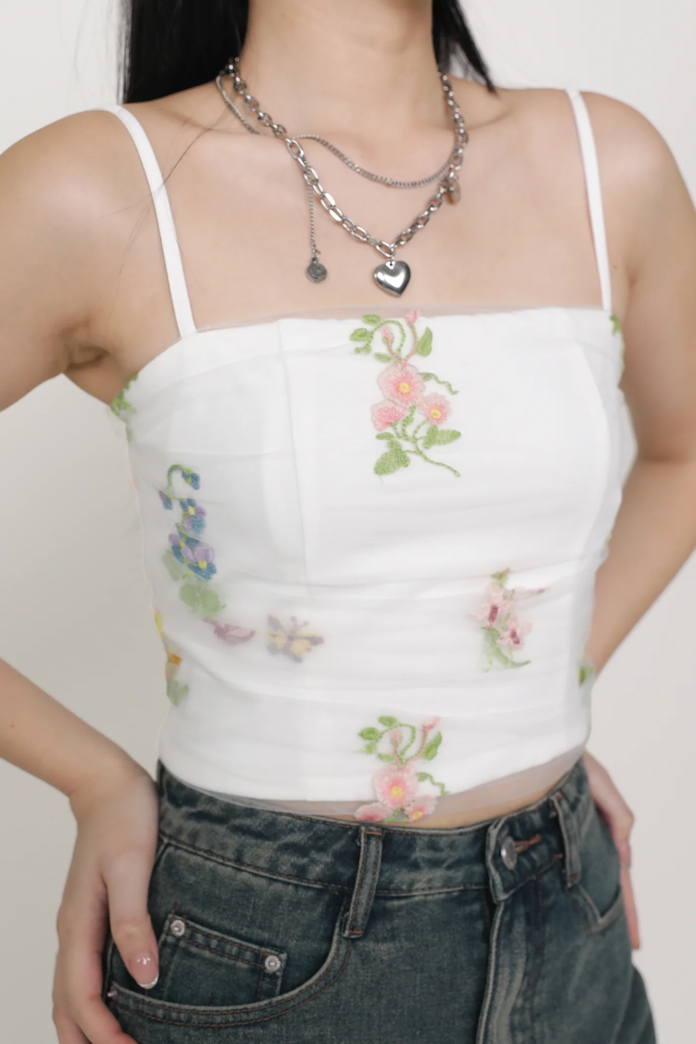 Evelina Embroidery Mesh Padded Top - Image 4