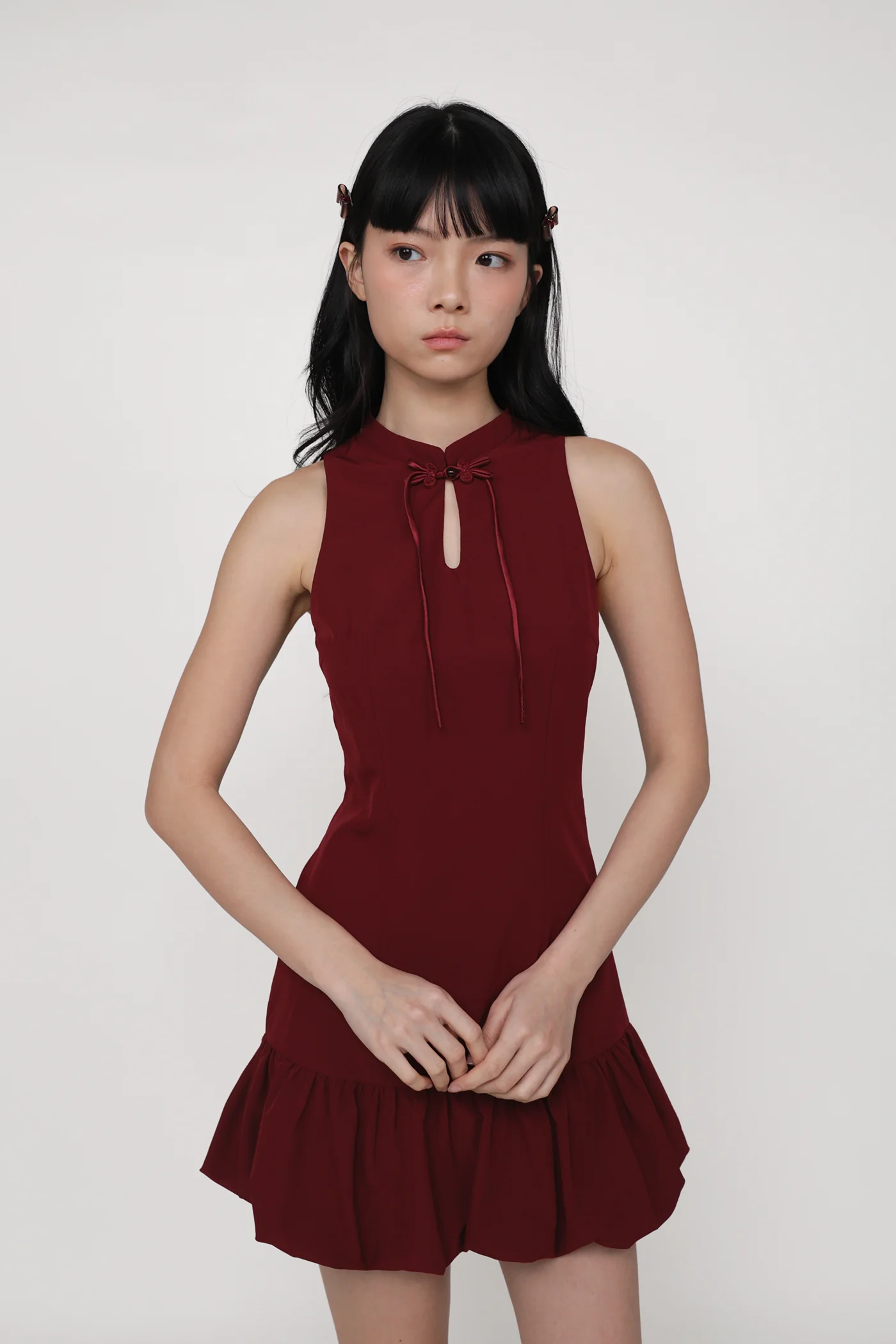 Evelyn Bubble Hem Qipao Dress - Image 10