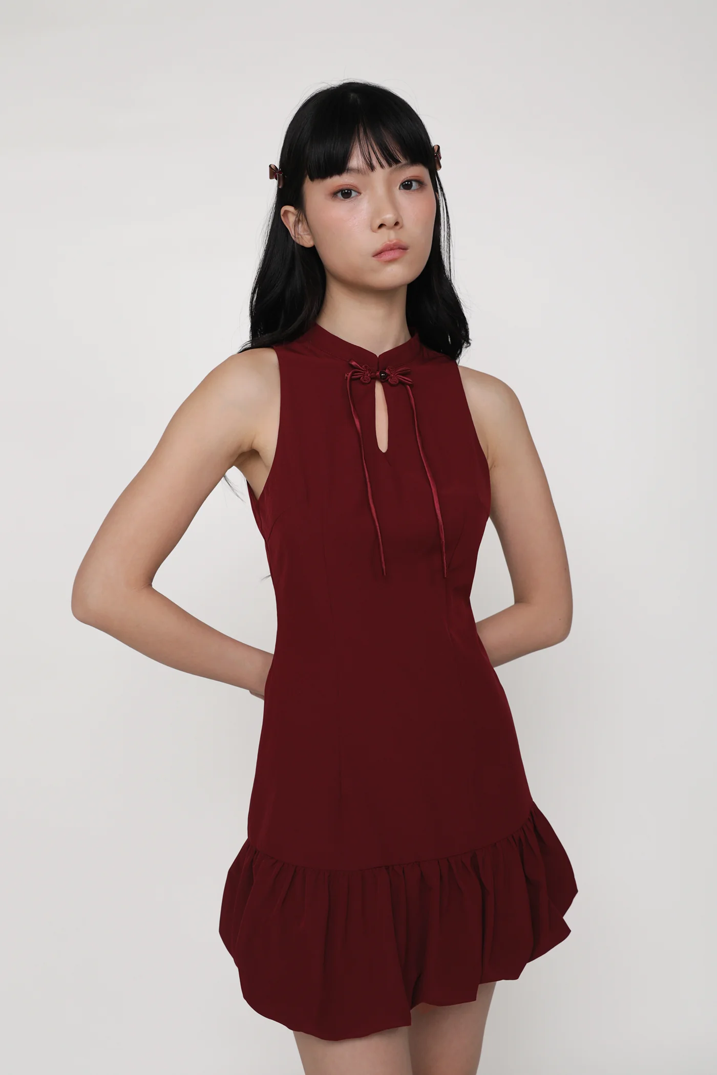 Evelyn Bubble Hem Qipao Dress - Image 12