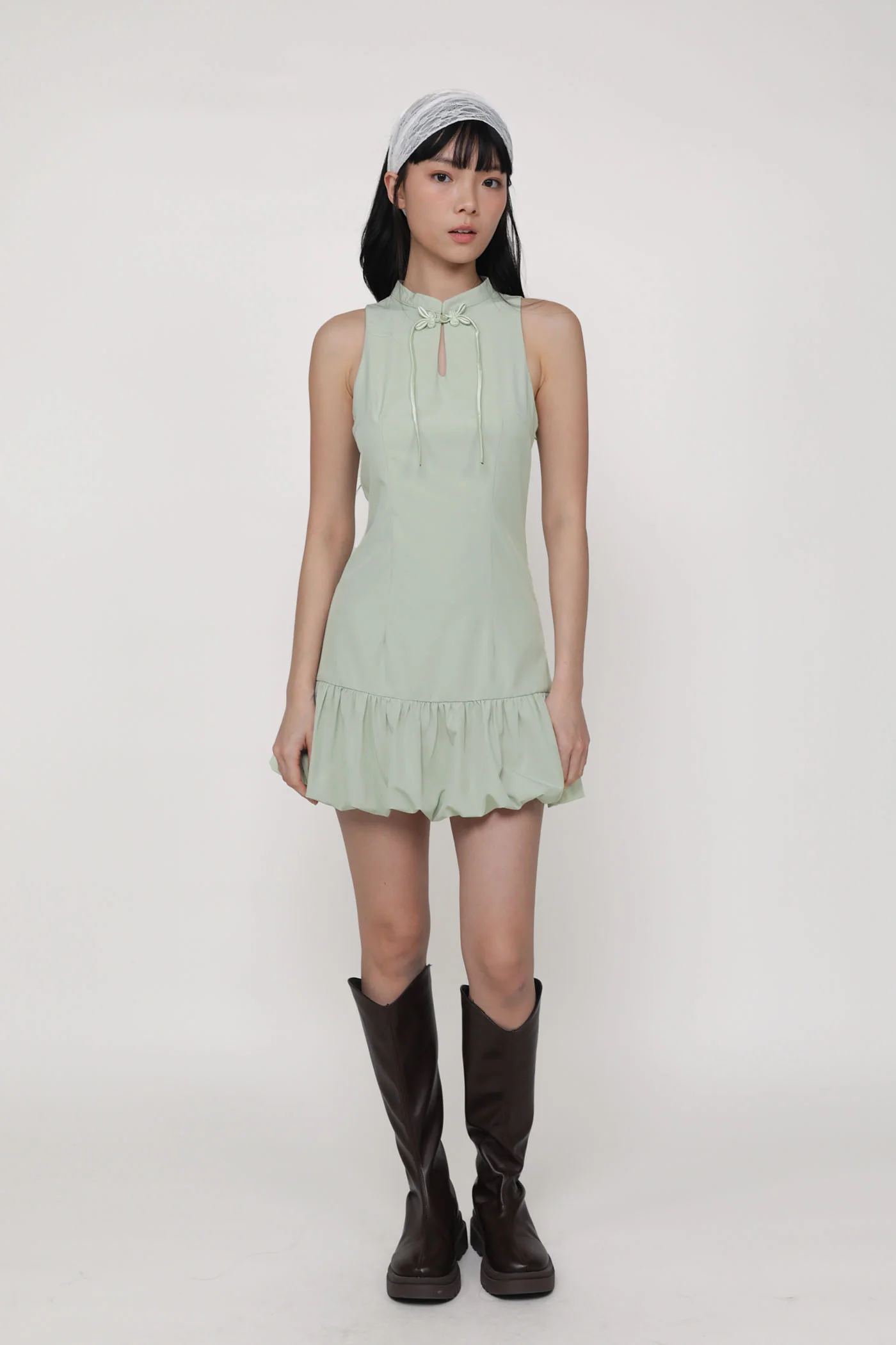 Evelyn Bubble Hem Qipao Dress - Image 15