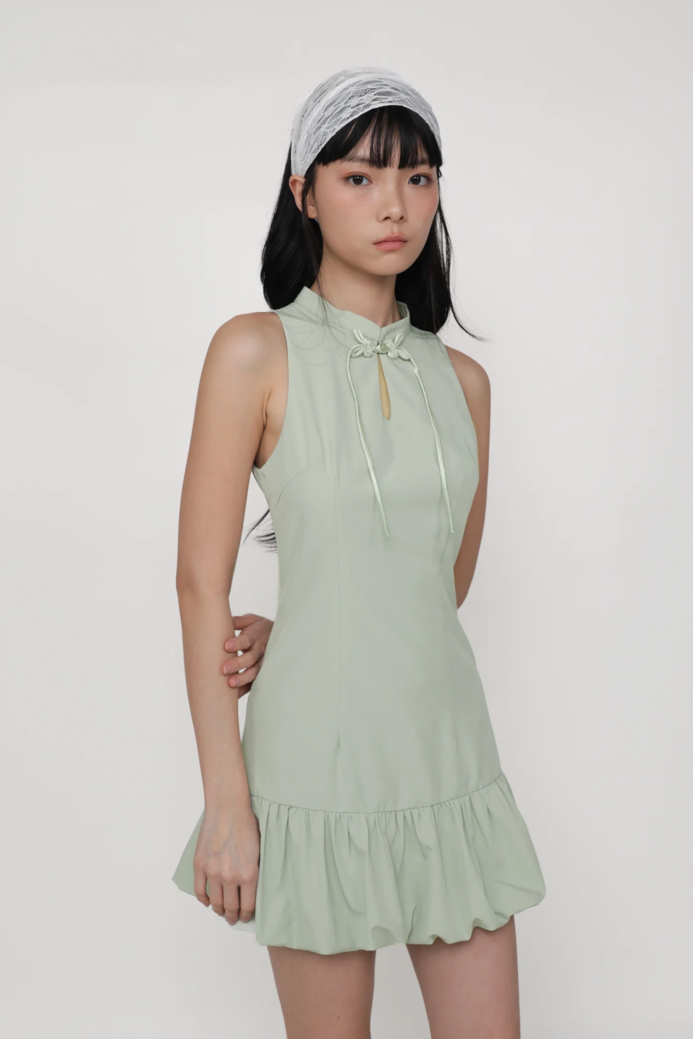 Evelyn Bubble Hem Qipao Dress - Image 16