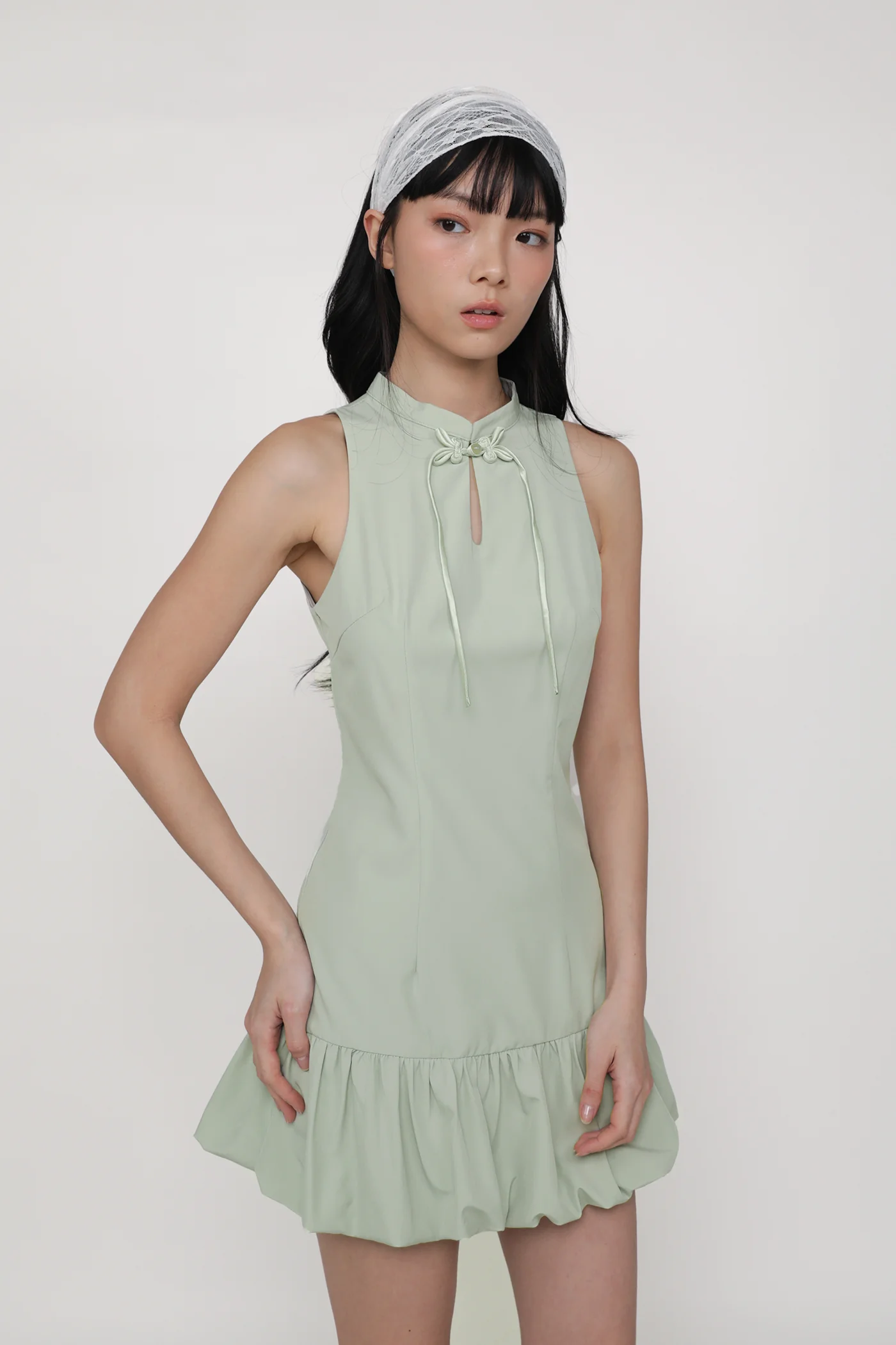 Evelyn Bubble Hem Qipao Dress - Image 19