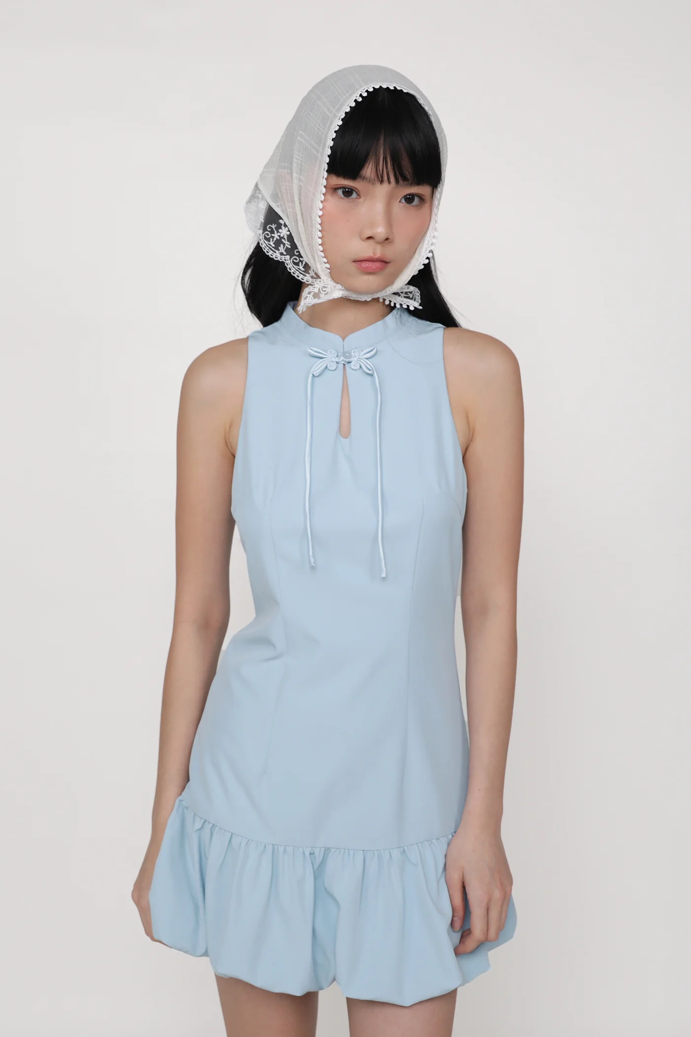 Evelyn Bubble Hem Qipao Dress - Image 2