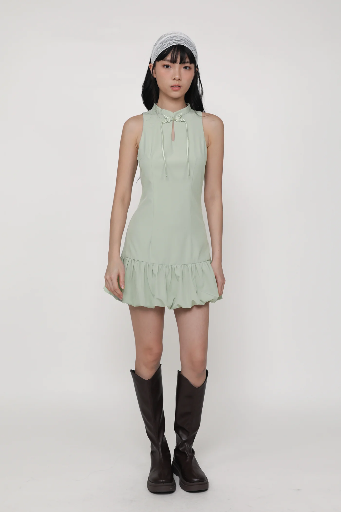 Evelyn Bubble Hem Qipao Dress - Image 20
