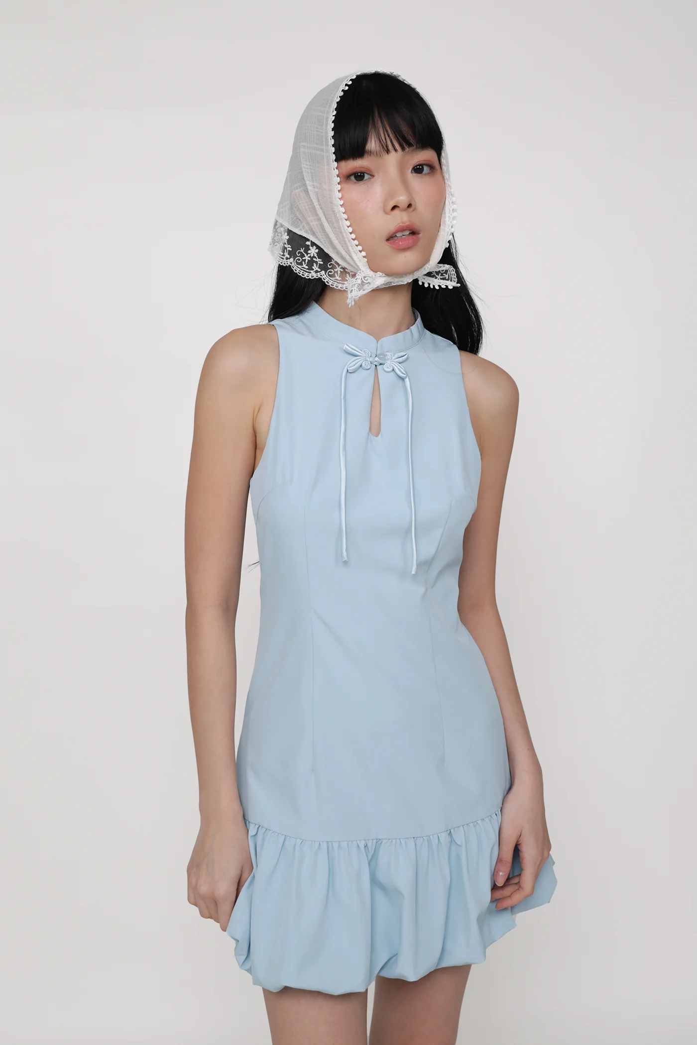 Evelyn Bubble Hem Qipao Dress - Image 5
