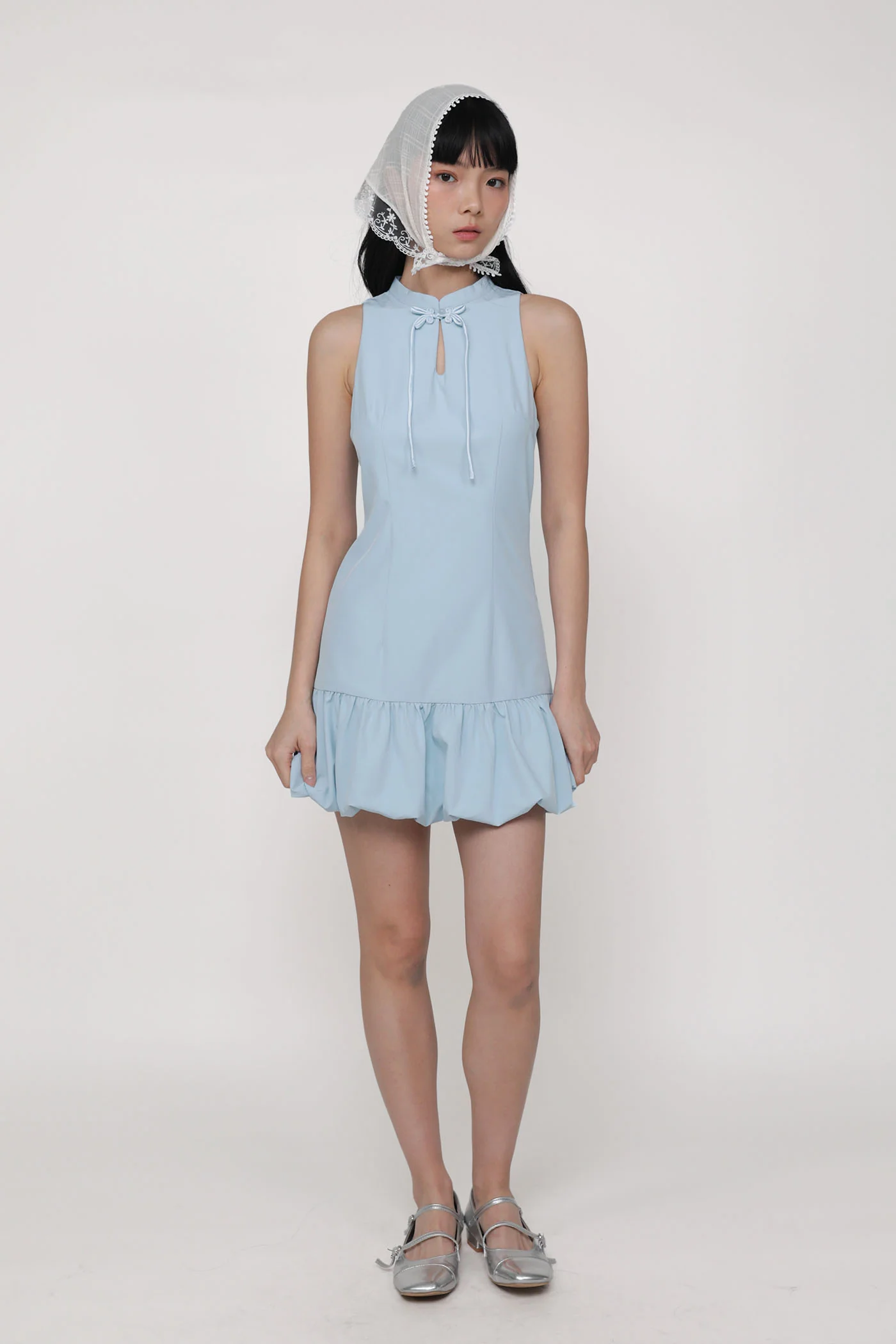 Evelyn Bubble Hem Qipao Dress - Image 6