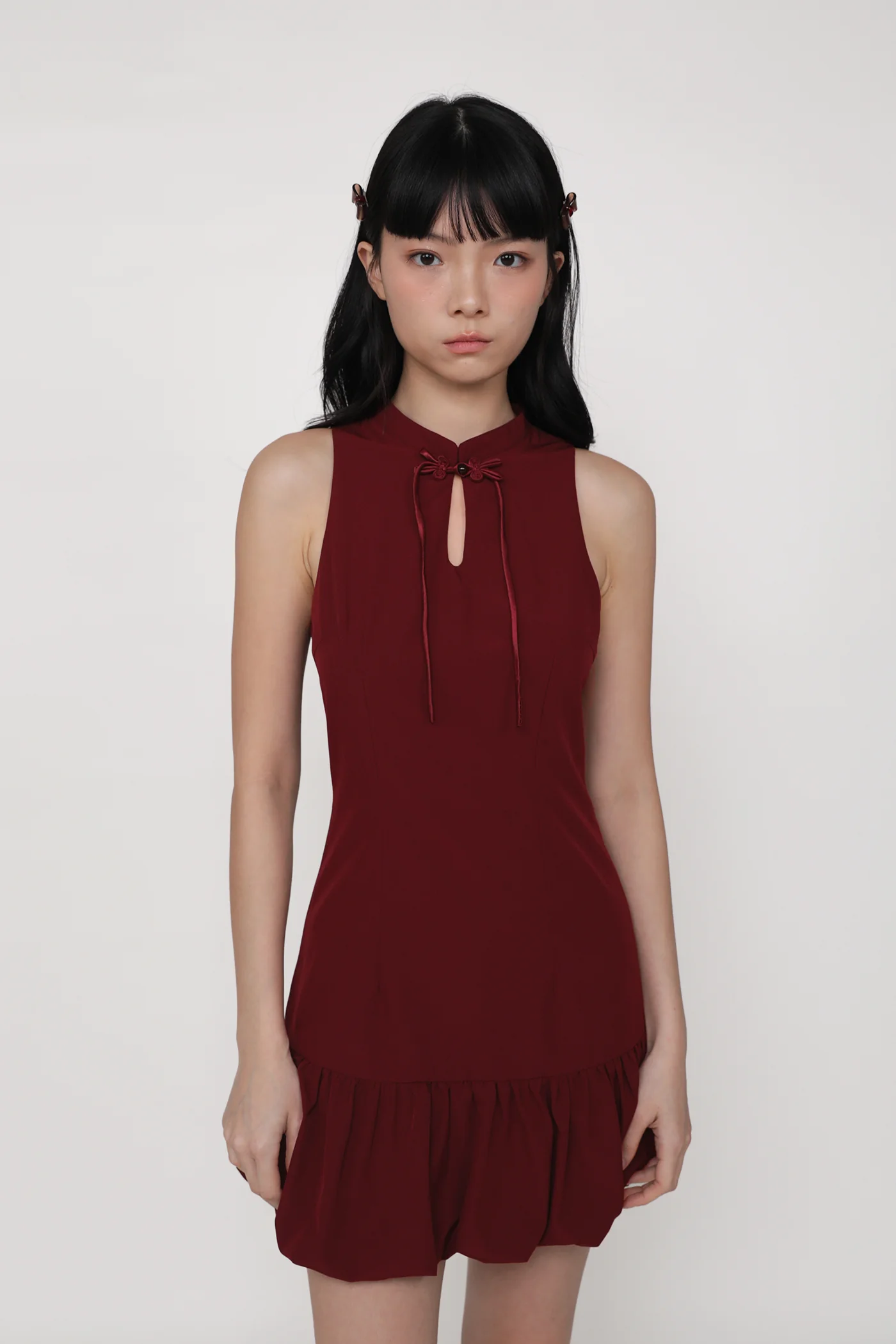 Evelyn Bubble Hem Qipao Dress - Image 9