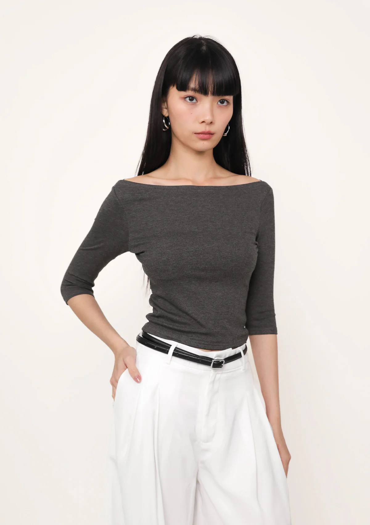 Florence Boat Neck Sleeve Padded Top - Image 25