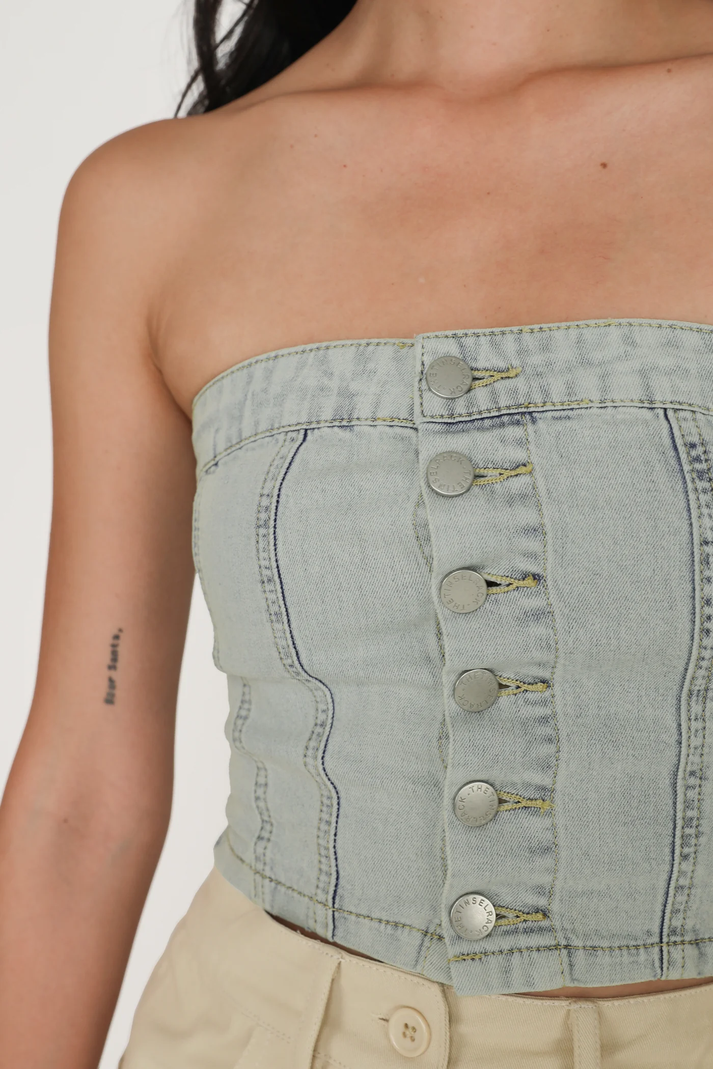 Franc Denim Button Tube Top - Image 10