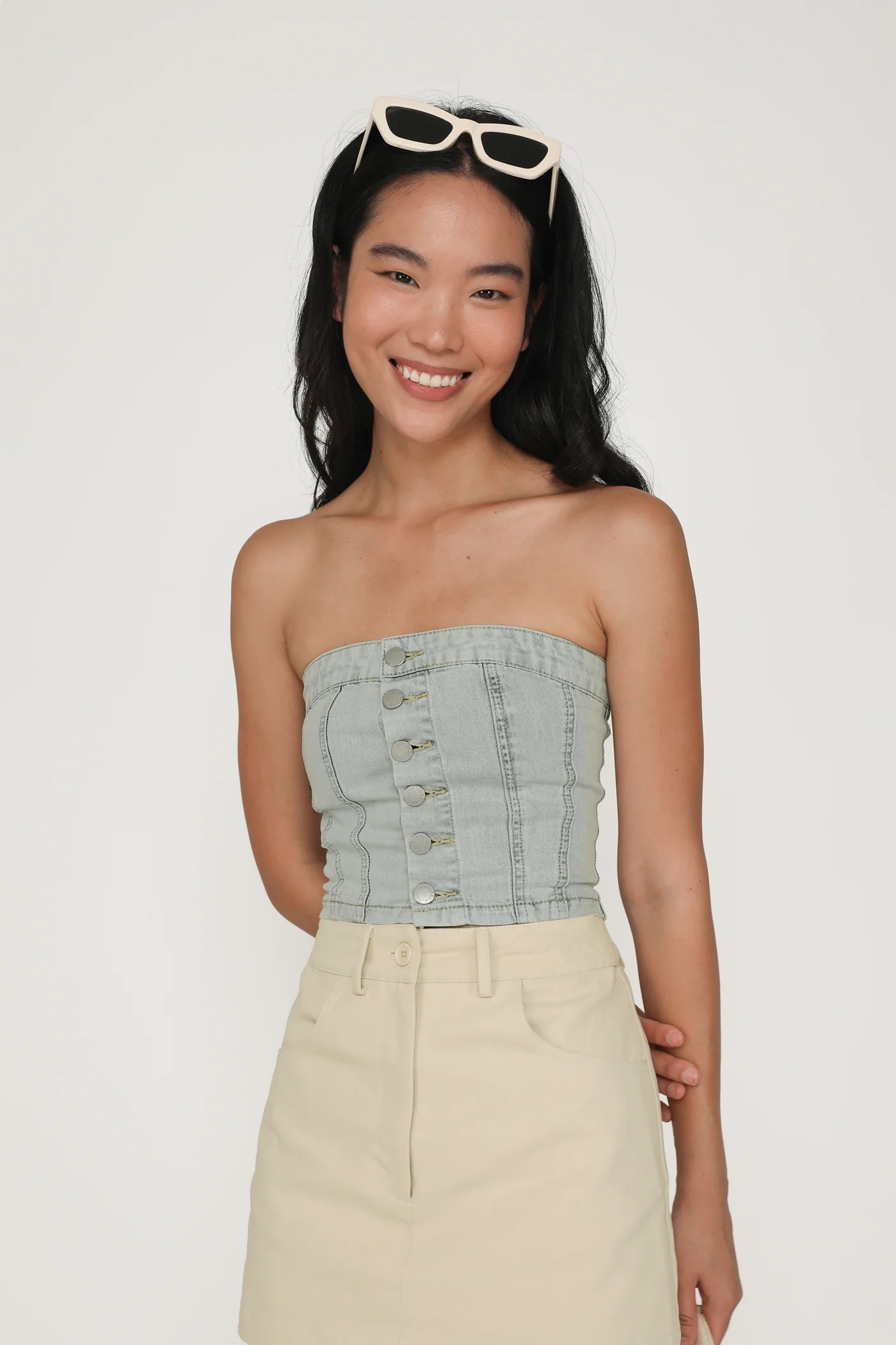 Franc Denim Button Tube Top - Image 13
