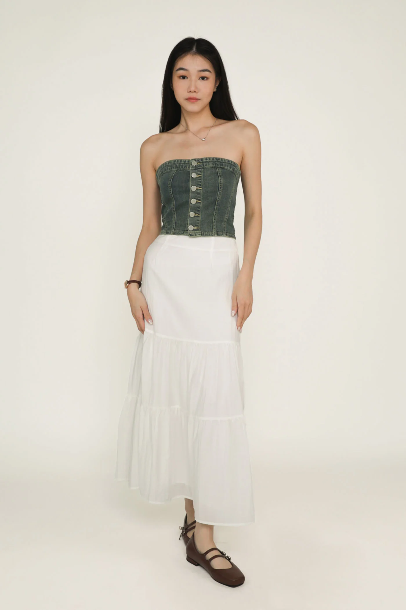 Franc Denim Button Tube Top - Image 16