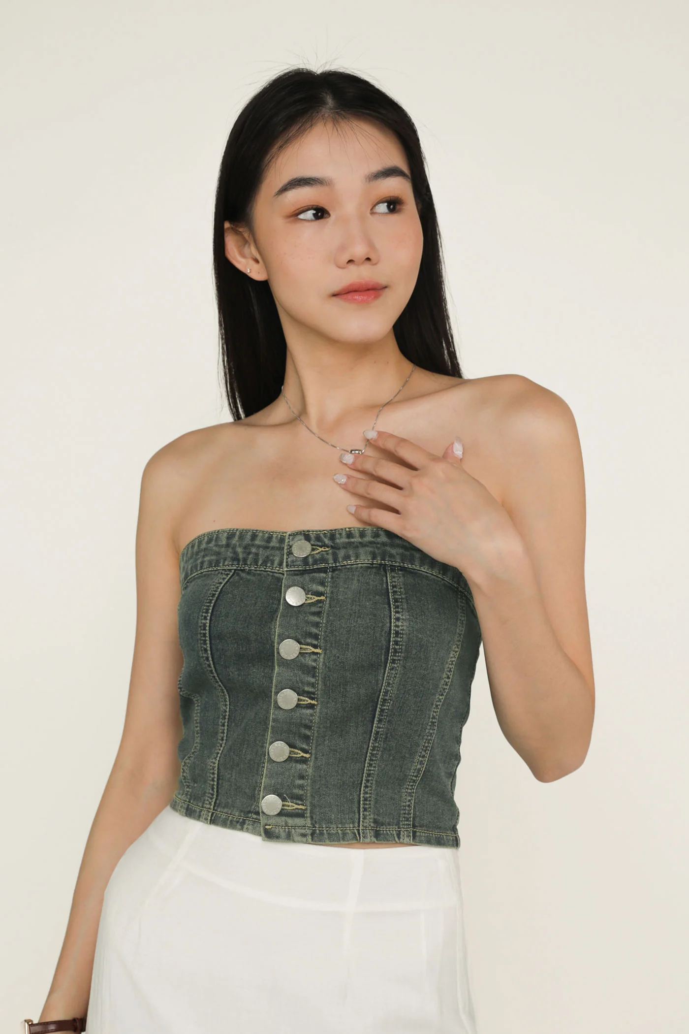 Franc Denim Button Tube Top - Image 18