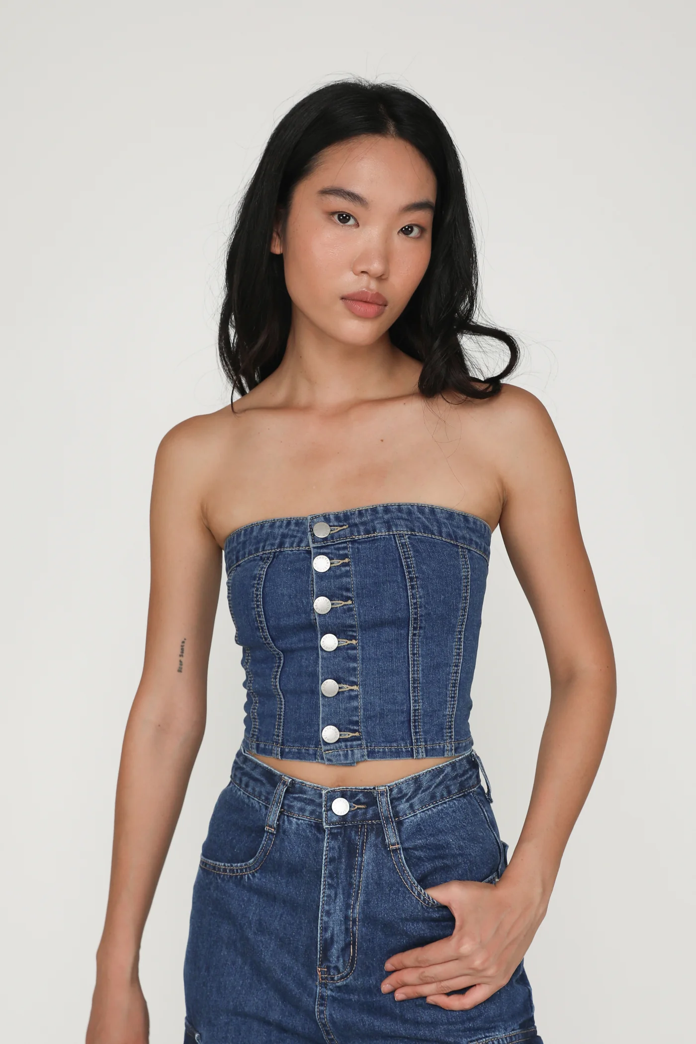 Franc Denim Button Tube Top - Image 2